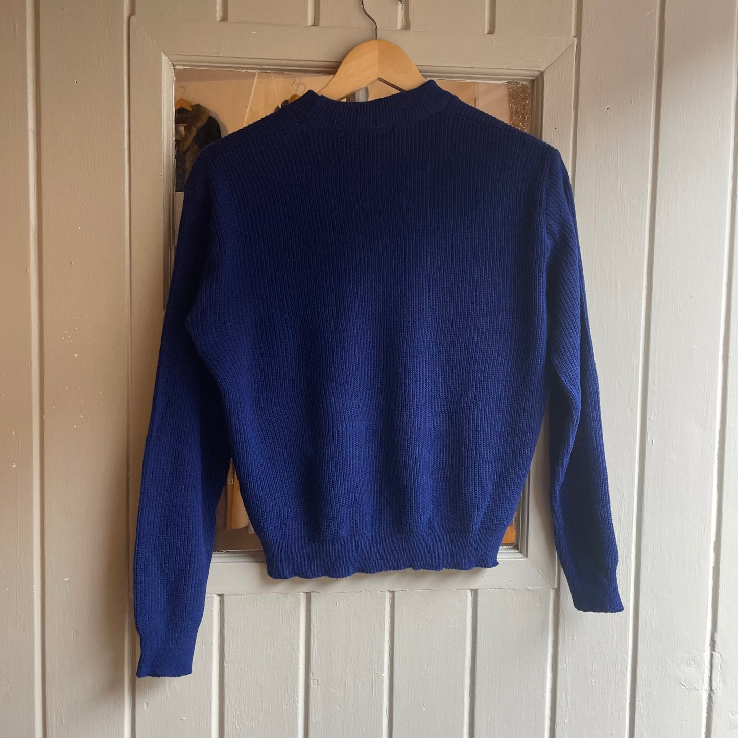 1960s Navy Knitted Round Neck Jumper