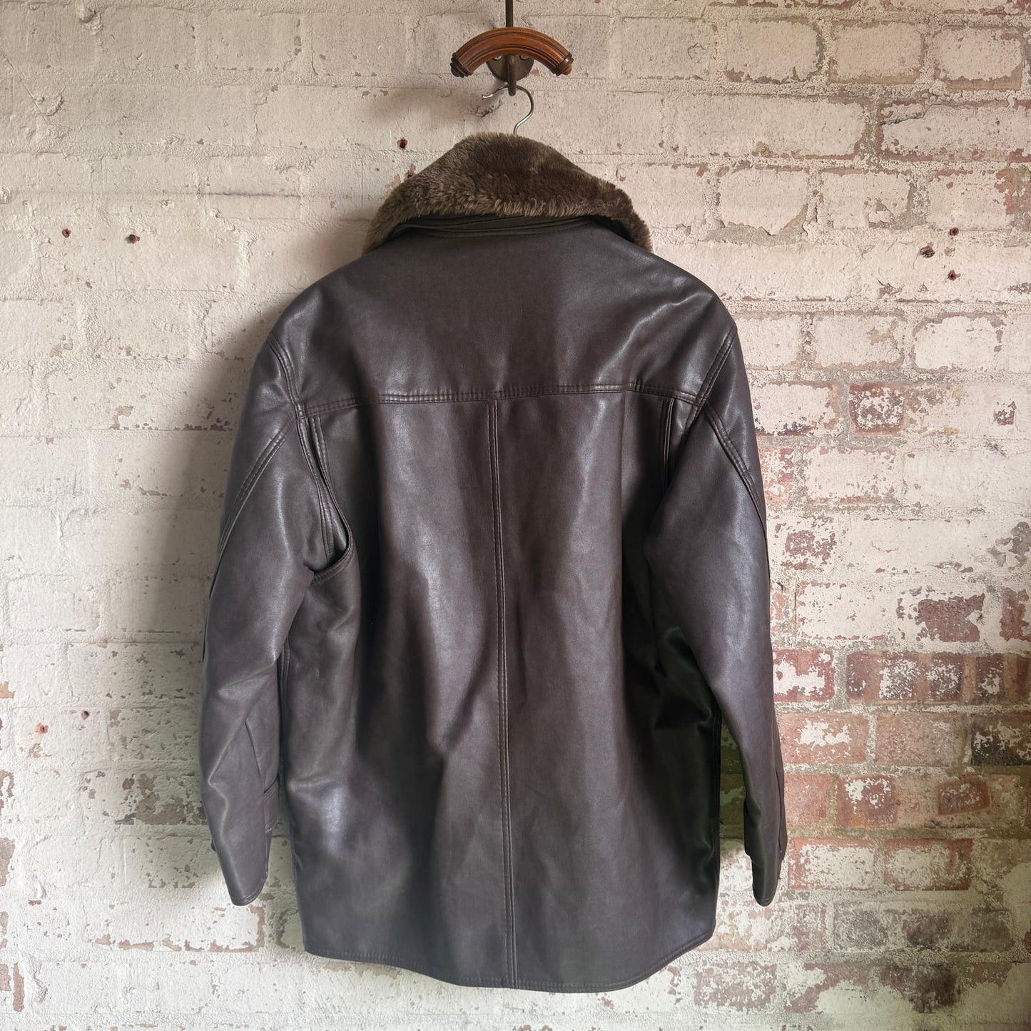 1980s Brown Leather Jacket Fur Collar