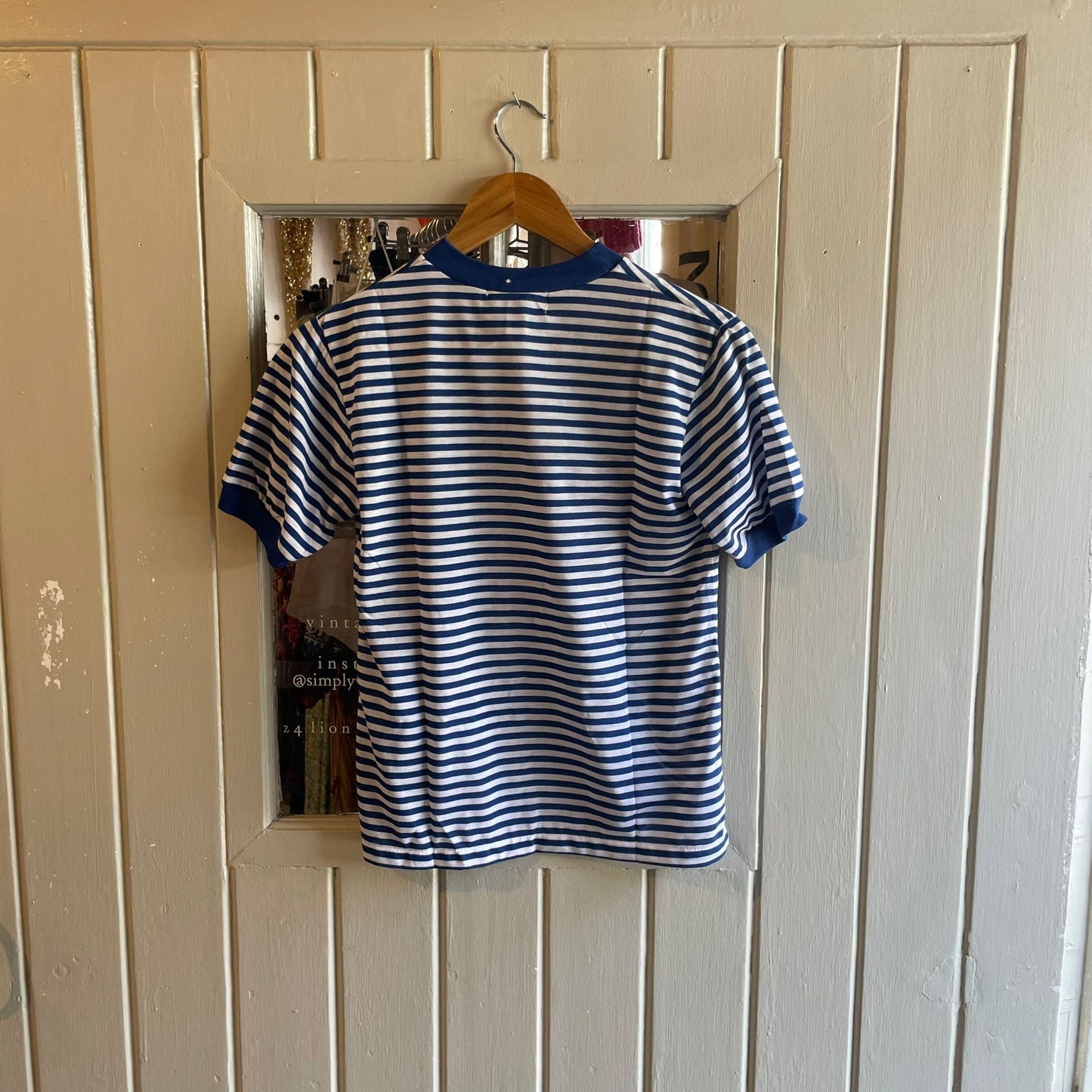Vintage 60/70s Blue Striped Cotton T-shirt