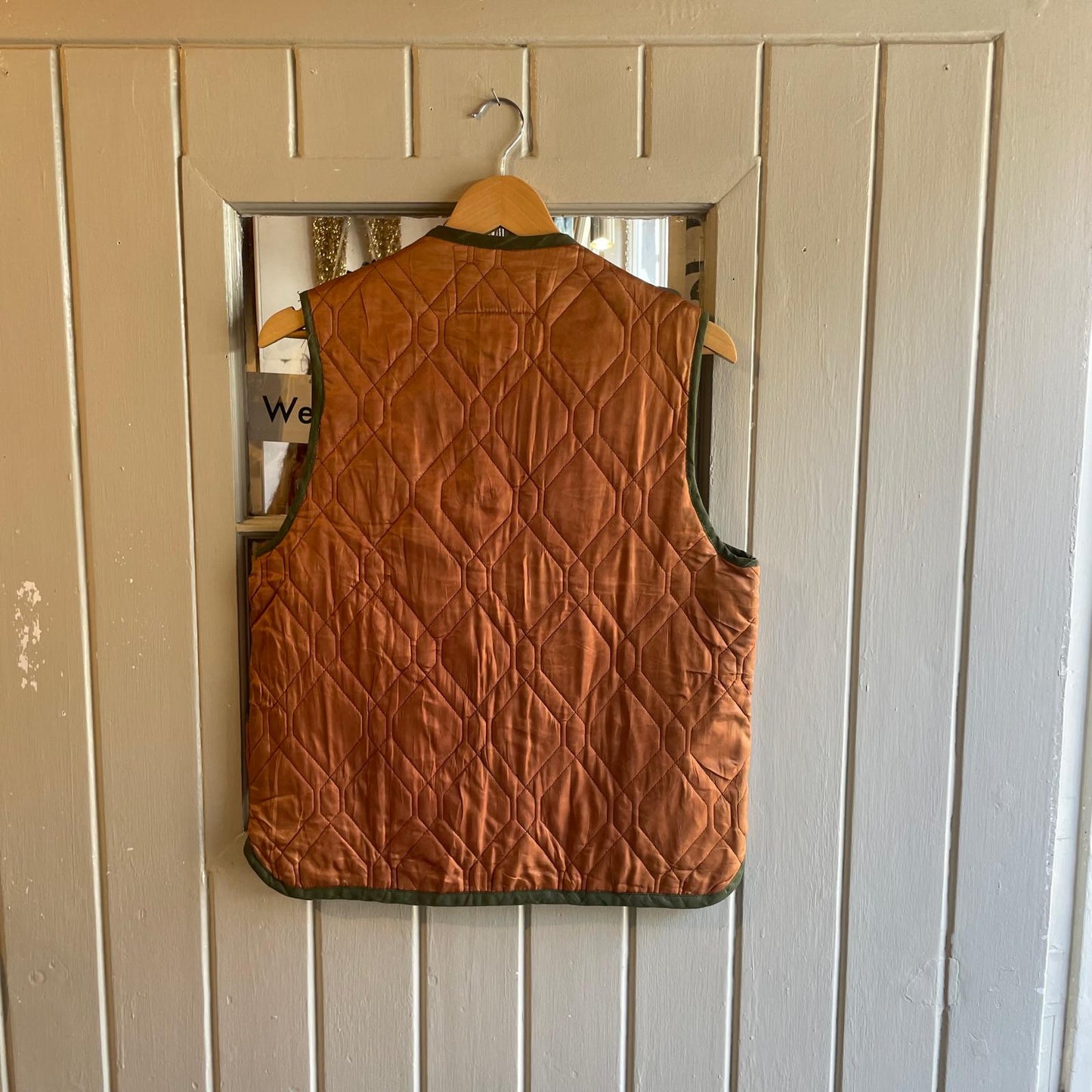 1940s 1950s Orange Quilted Gilet Zip Jacket