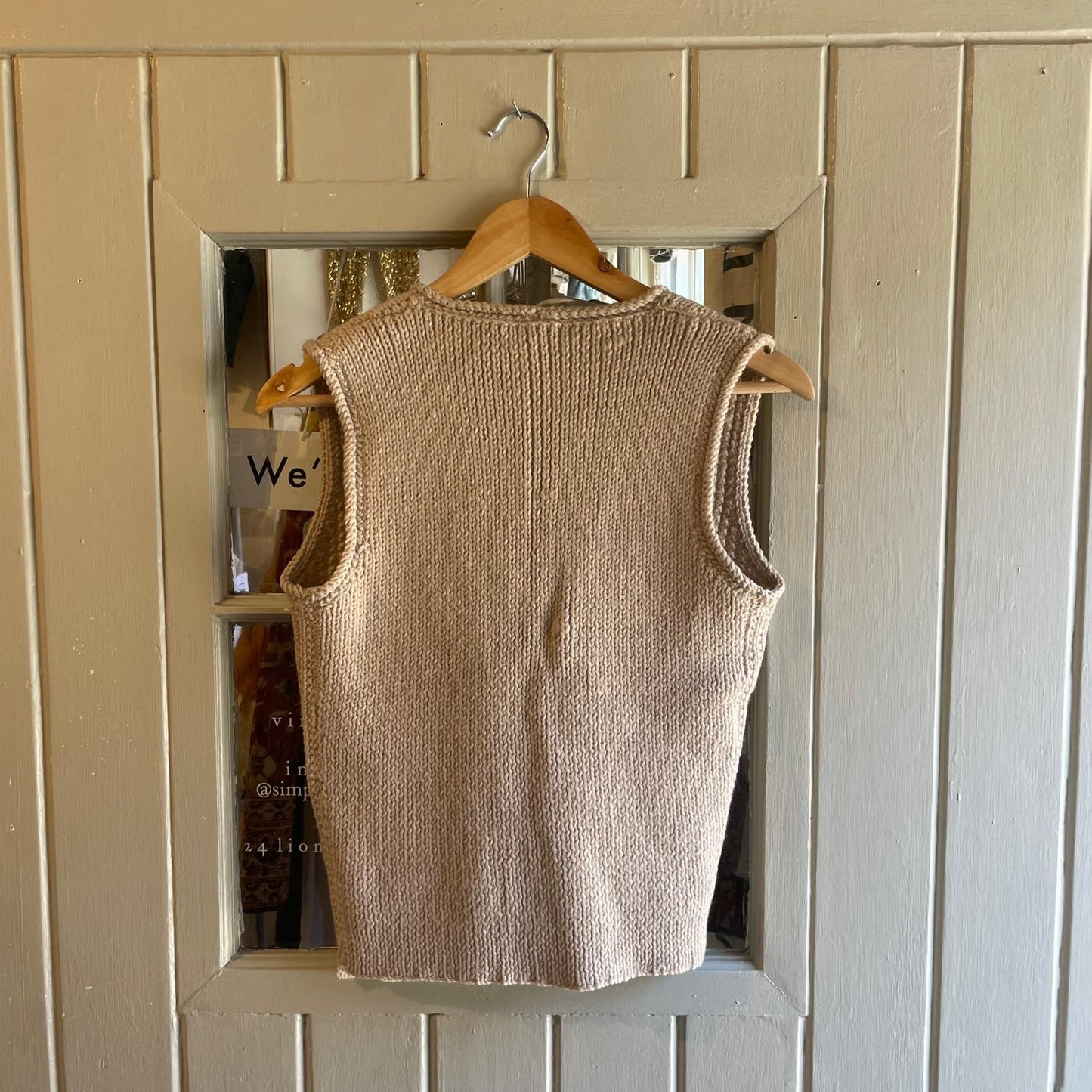 1960s Beige Wool Knitted Vest Tank Top Jumper