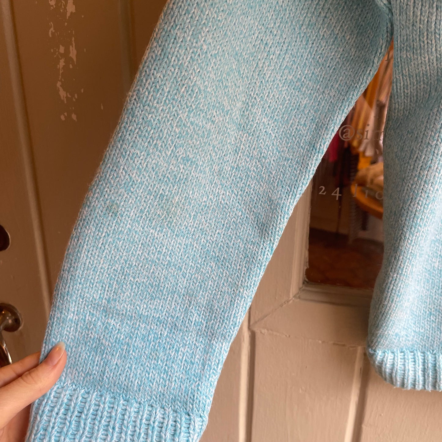 1970s Baby Blue Knitted Cardigan Jumper
