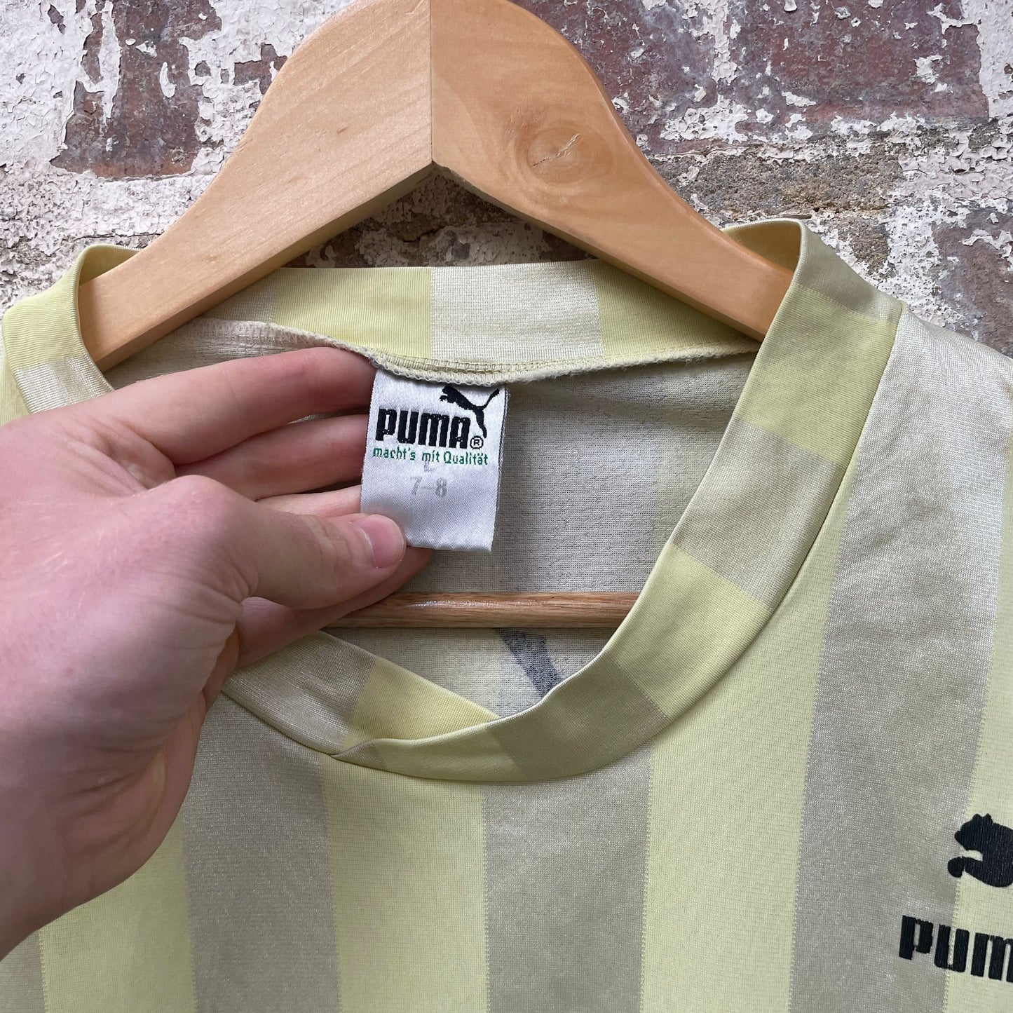 Vintage 1970s 1980s Yellow Puma Print Football Shirt Top