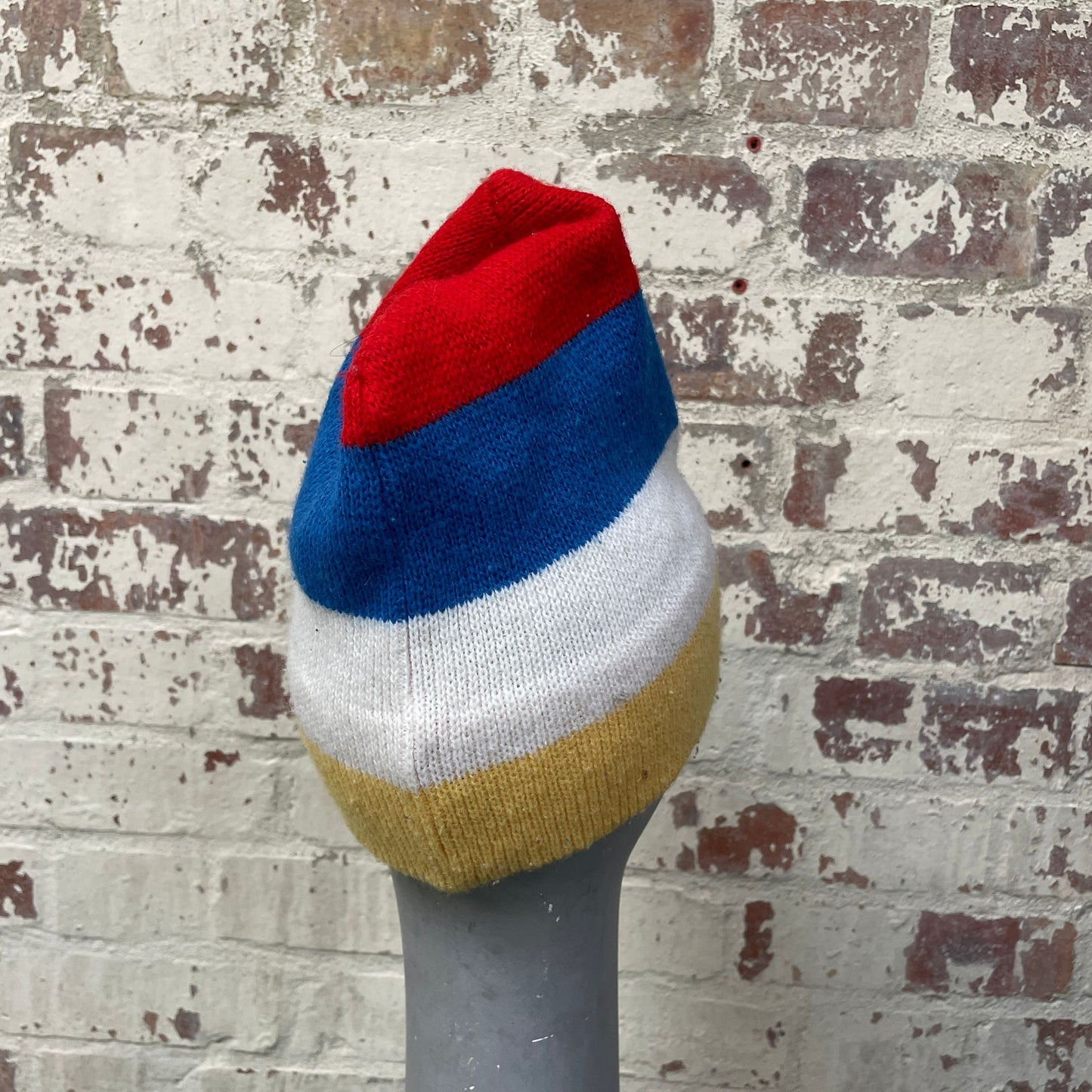 Vintage 1970s 1980s Multicoloured Knitted Beanie Hat