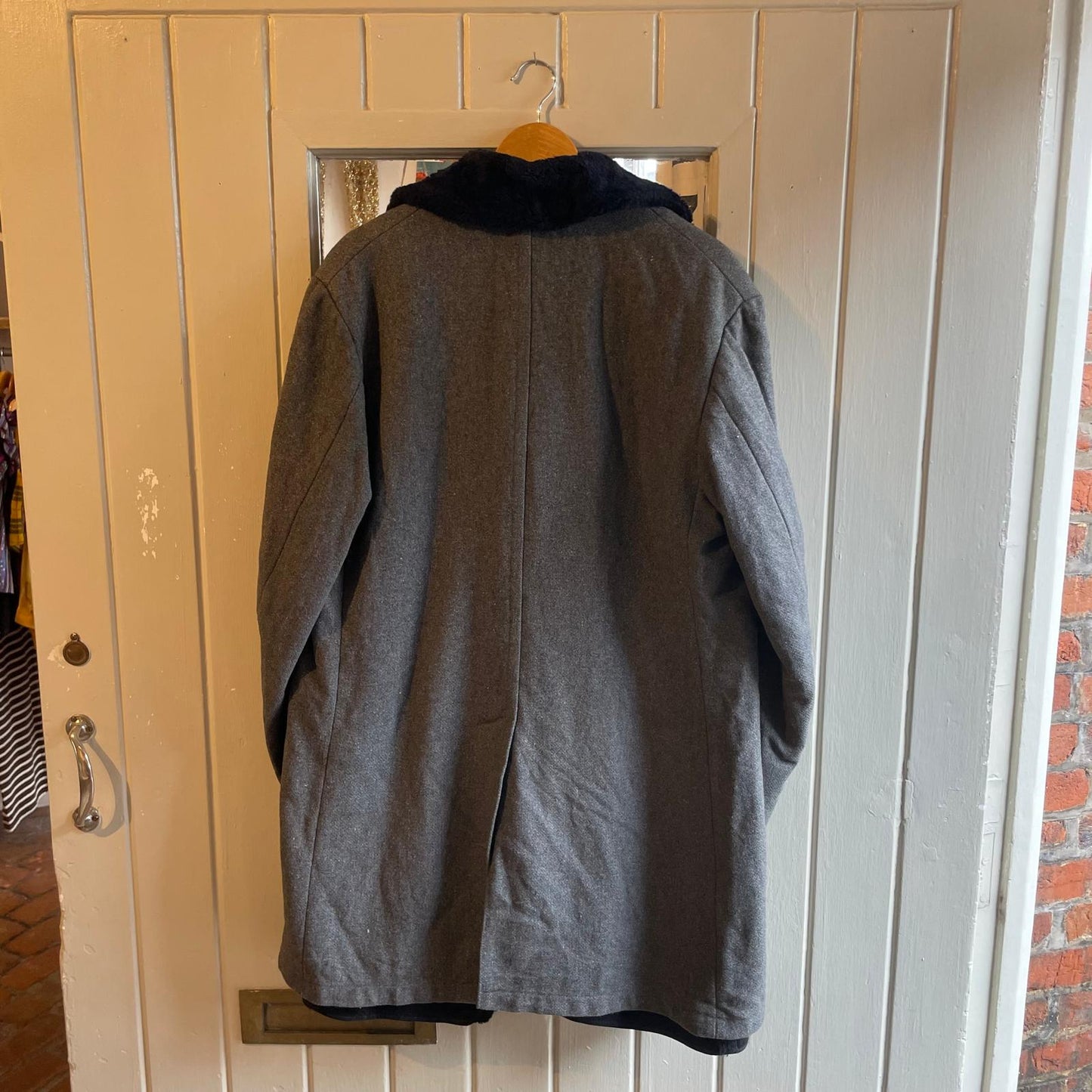 1960s Grey Wool Barnstormer Fur Lined Coat