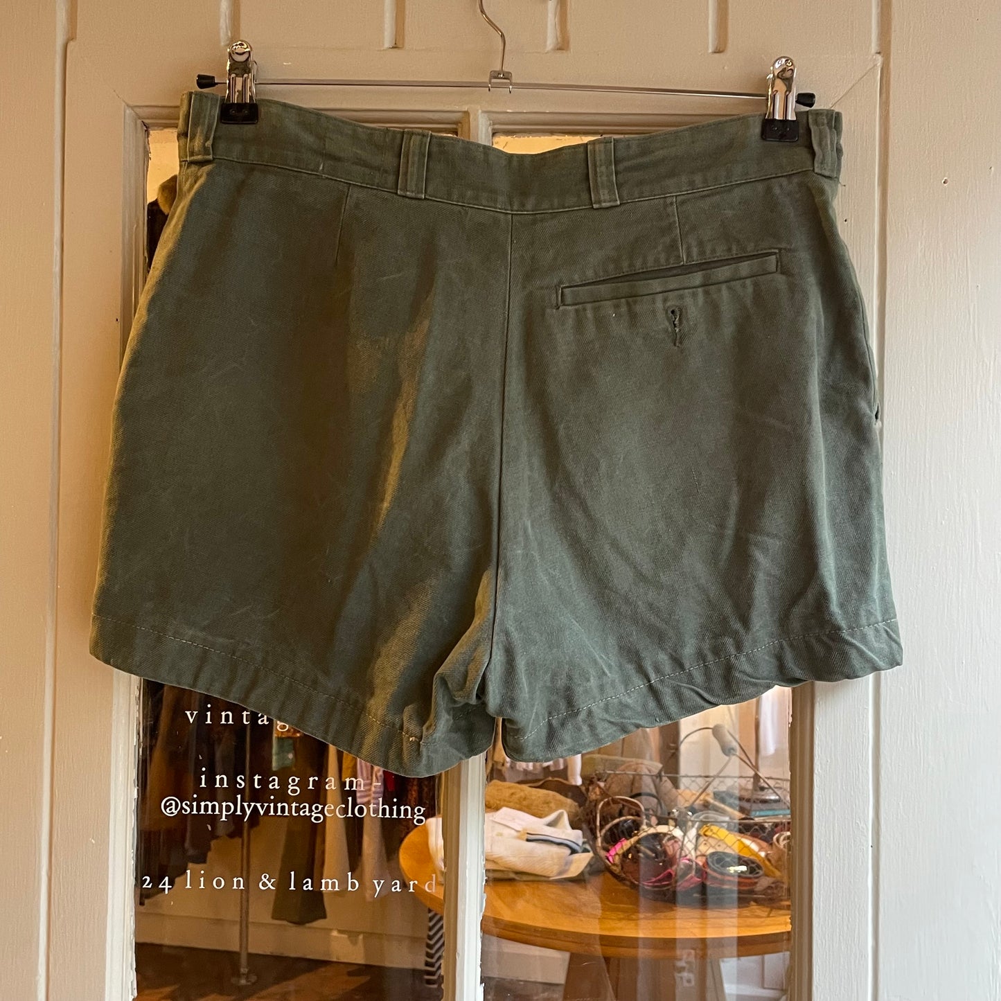 1980s Khaki Green Cotton Military Shorts