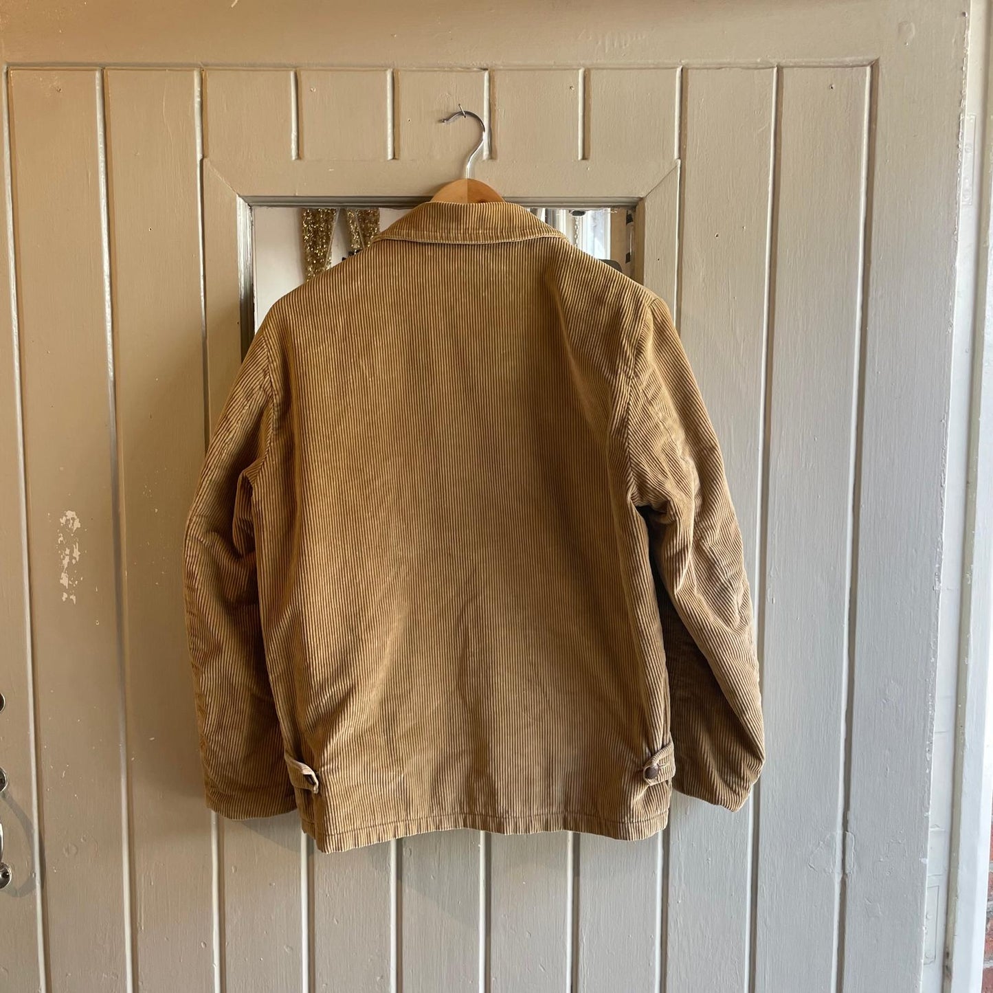 1960s 1970s Beige Corduroy Zip up Hunting Jacket
