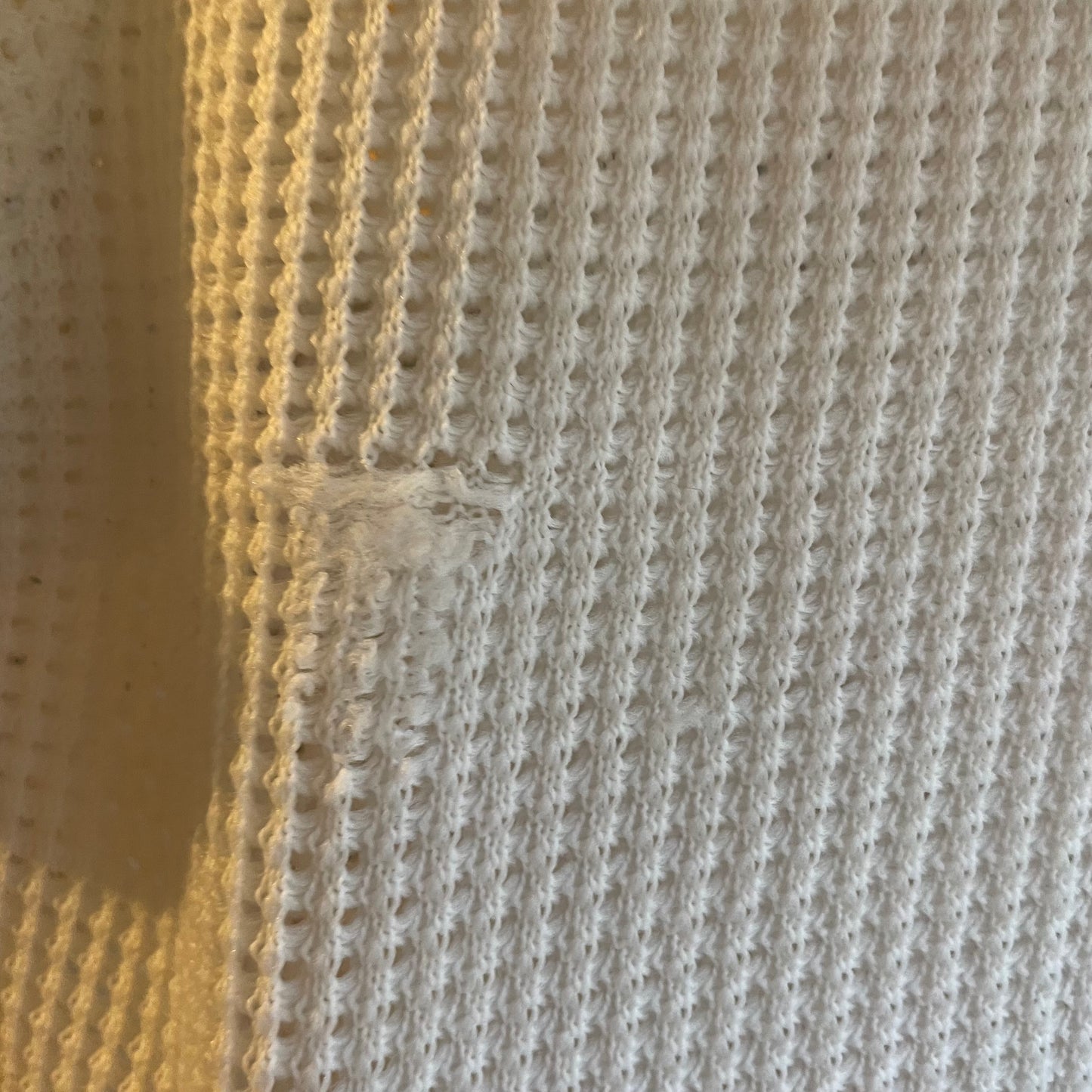 1970s White Netting Waffle Polo Shirt Top