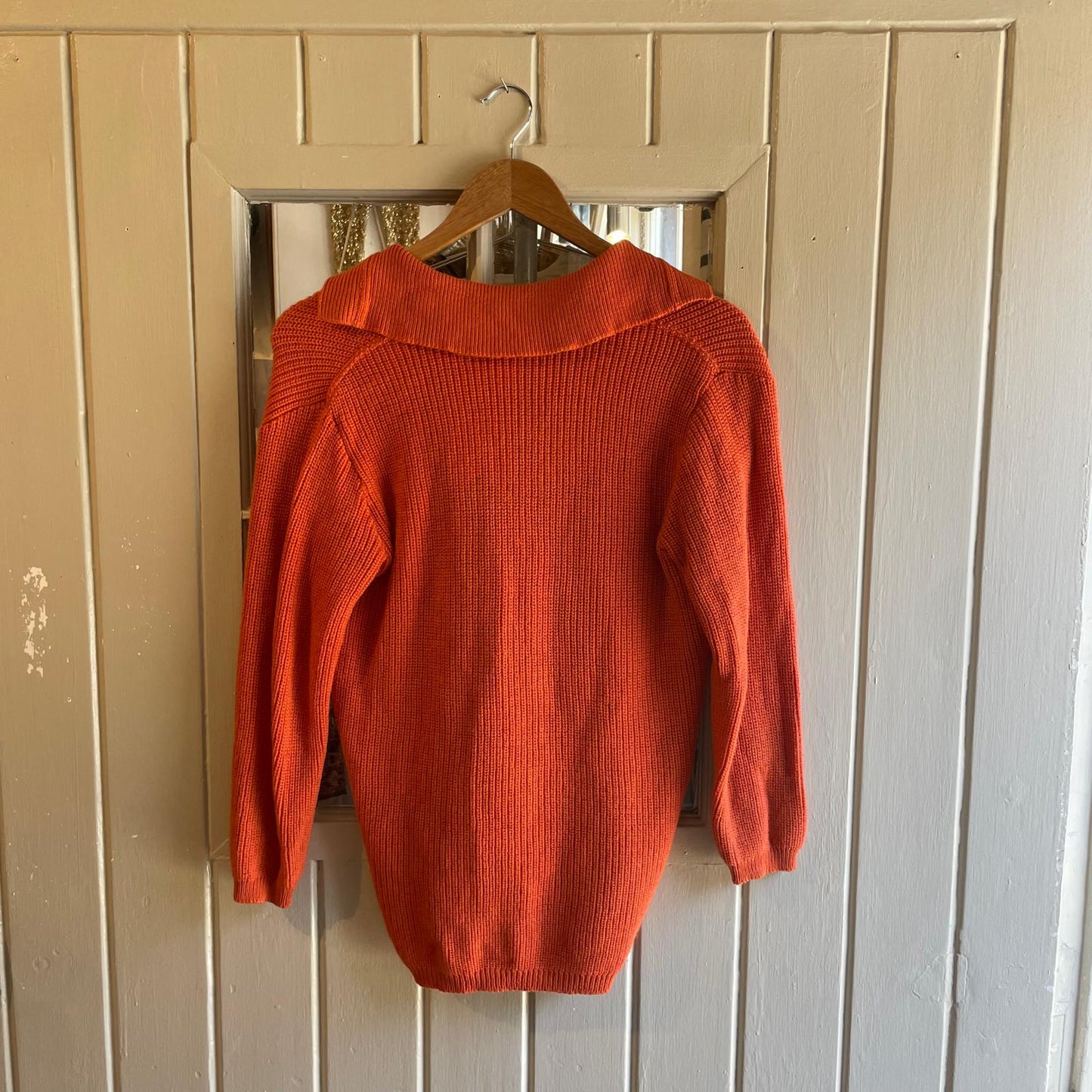 1960s Orange Wool Knitted Button Jumper