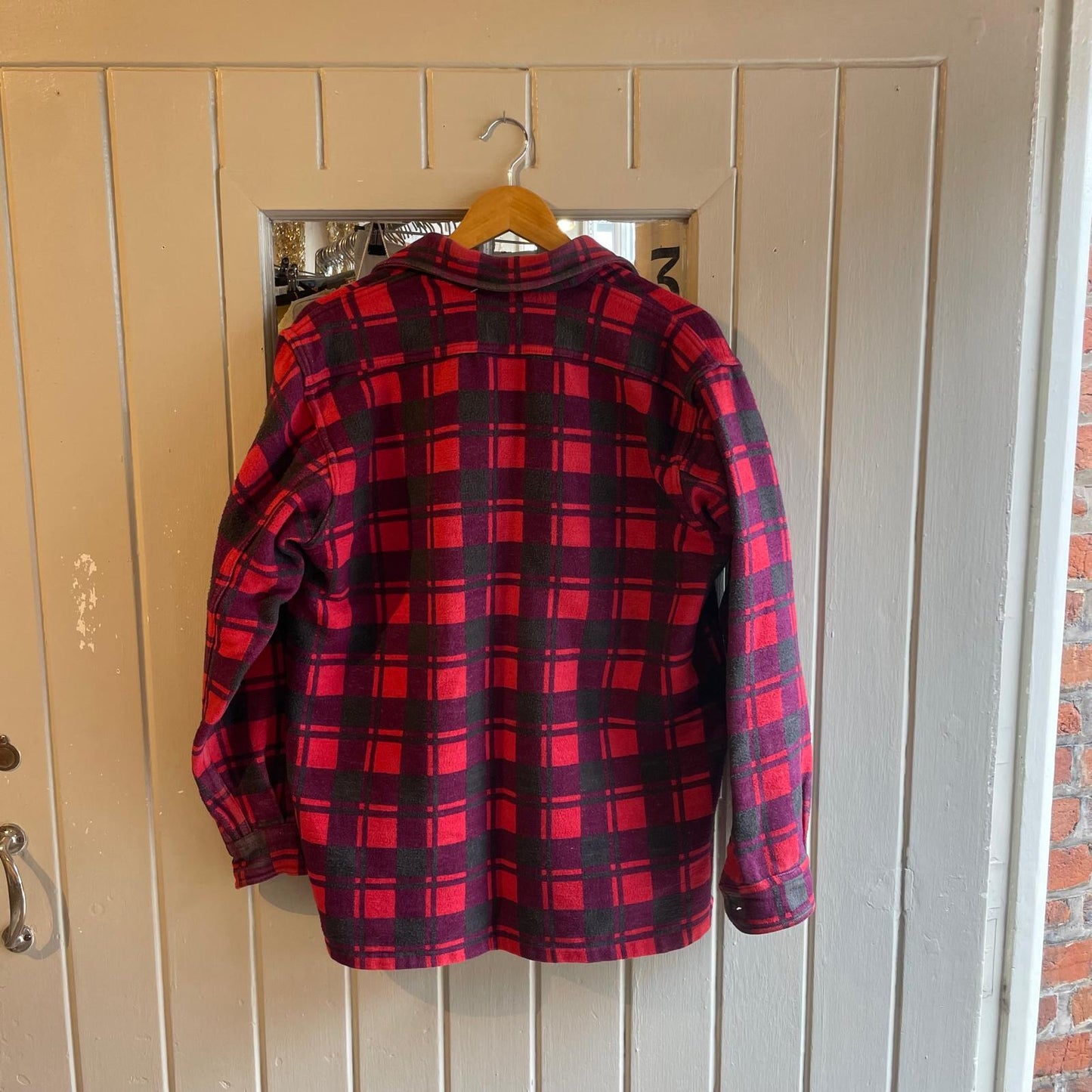 1980s Red and Purple Buffalo Work Flannel Overshirt