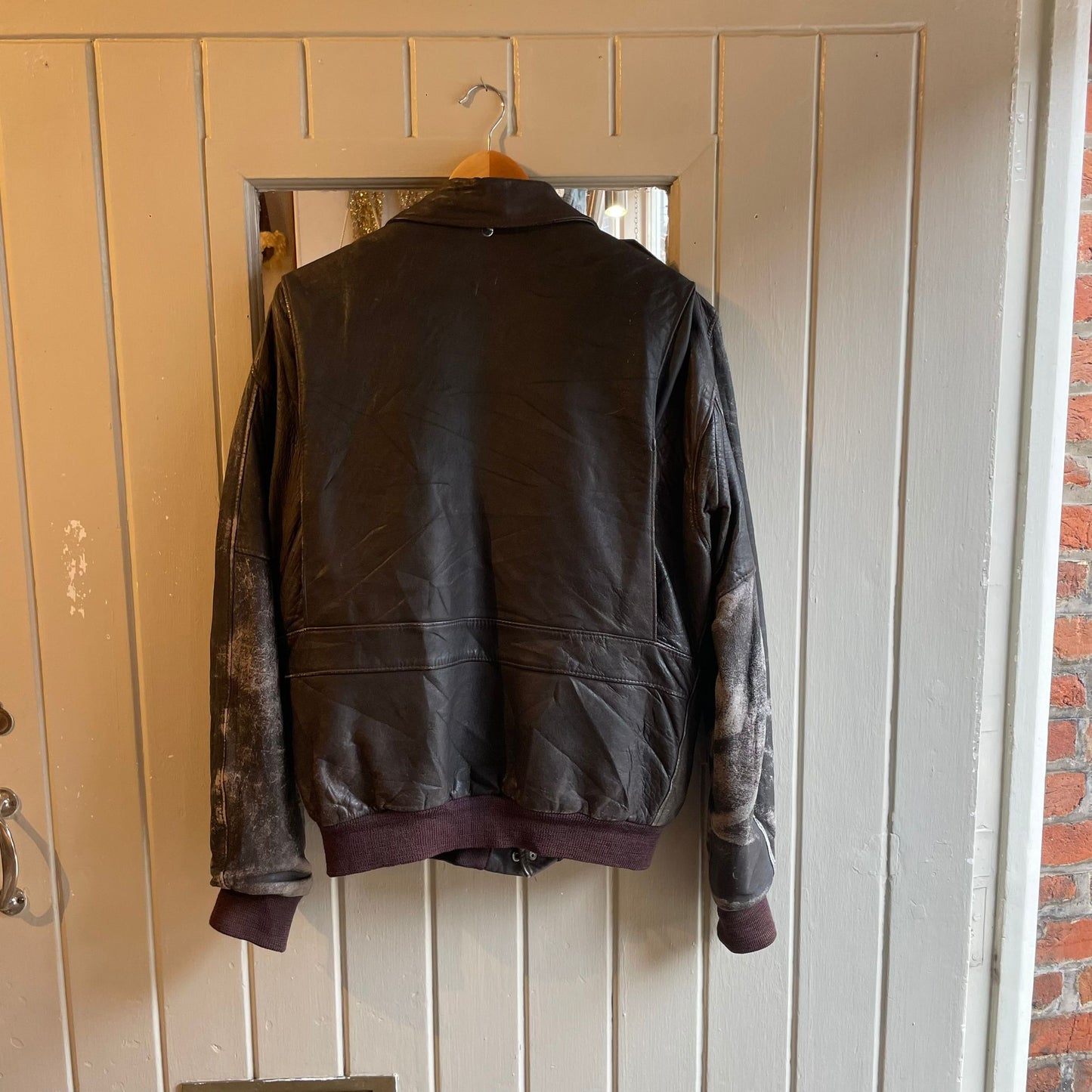 1970s Dark Brown Leather Sheepskin Lined Flight Bomber Jacket