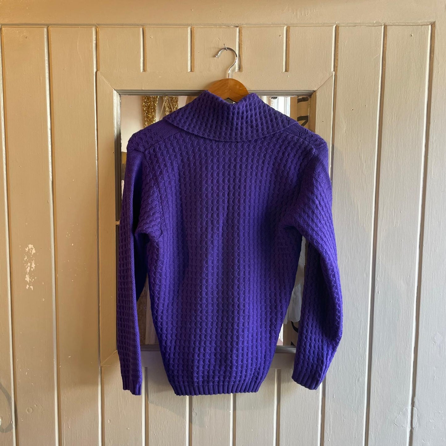 1950s 1960s Purple Wool British Knitted Jumper
