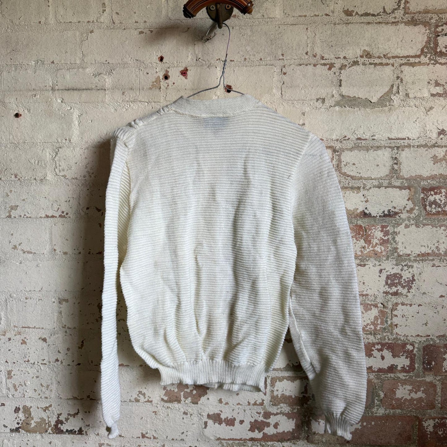 1960s White Knitted Cardigan Jumper