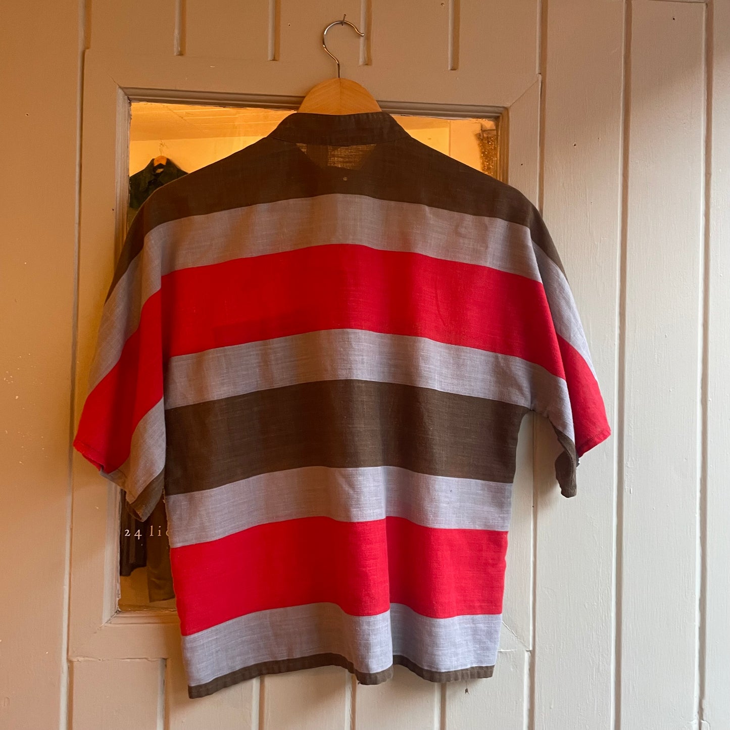 1970s Striped Cotton Button Shirt Blouse