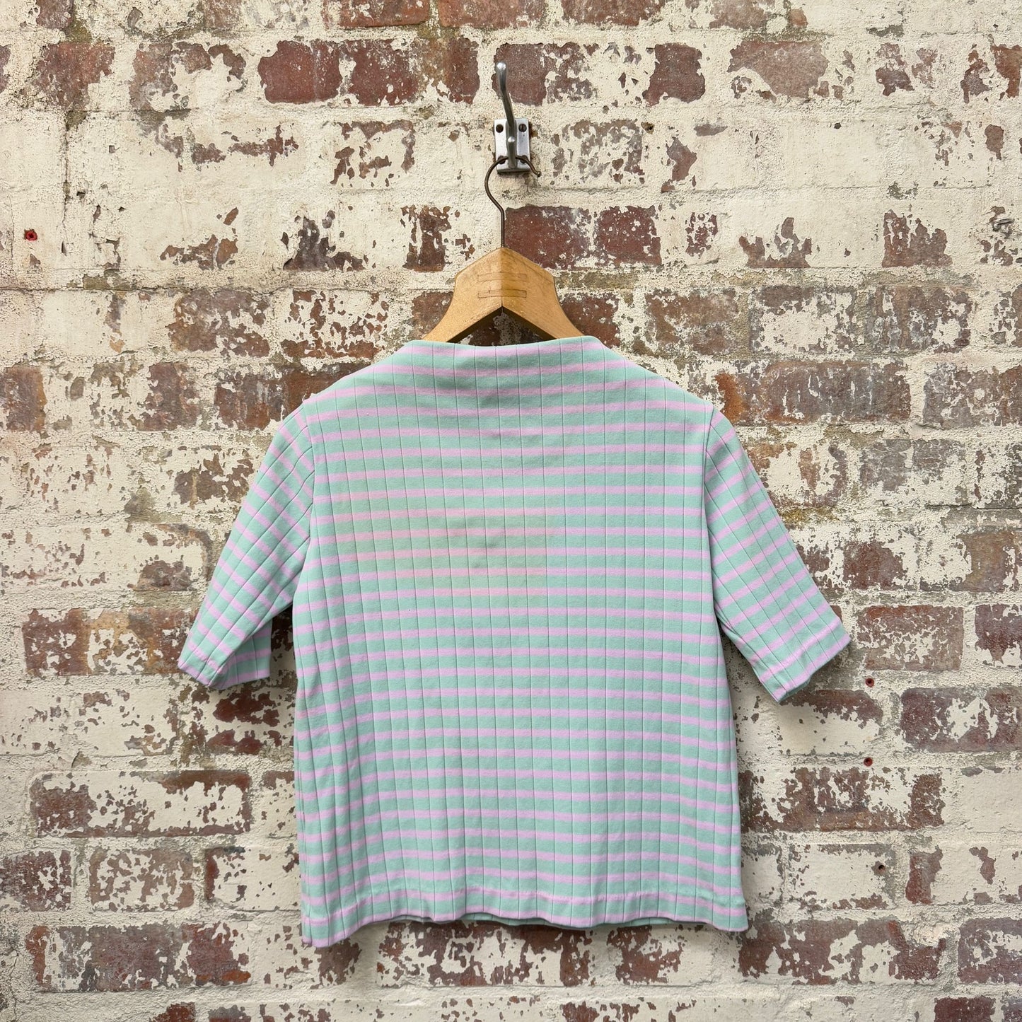 1970s Purple and Blue Boat Neck Top