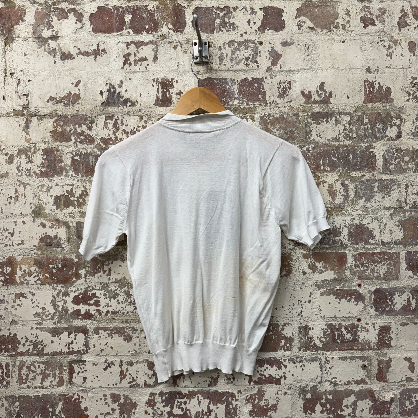 1970s White Merino Knitted Polo Shirt