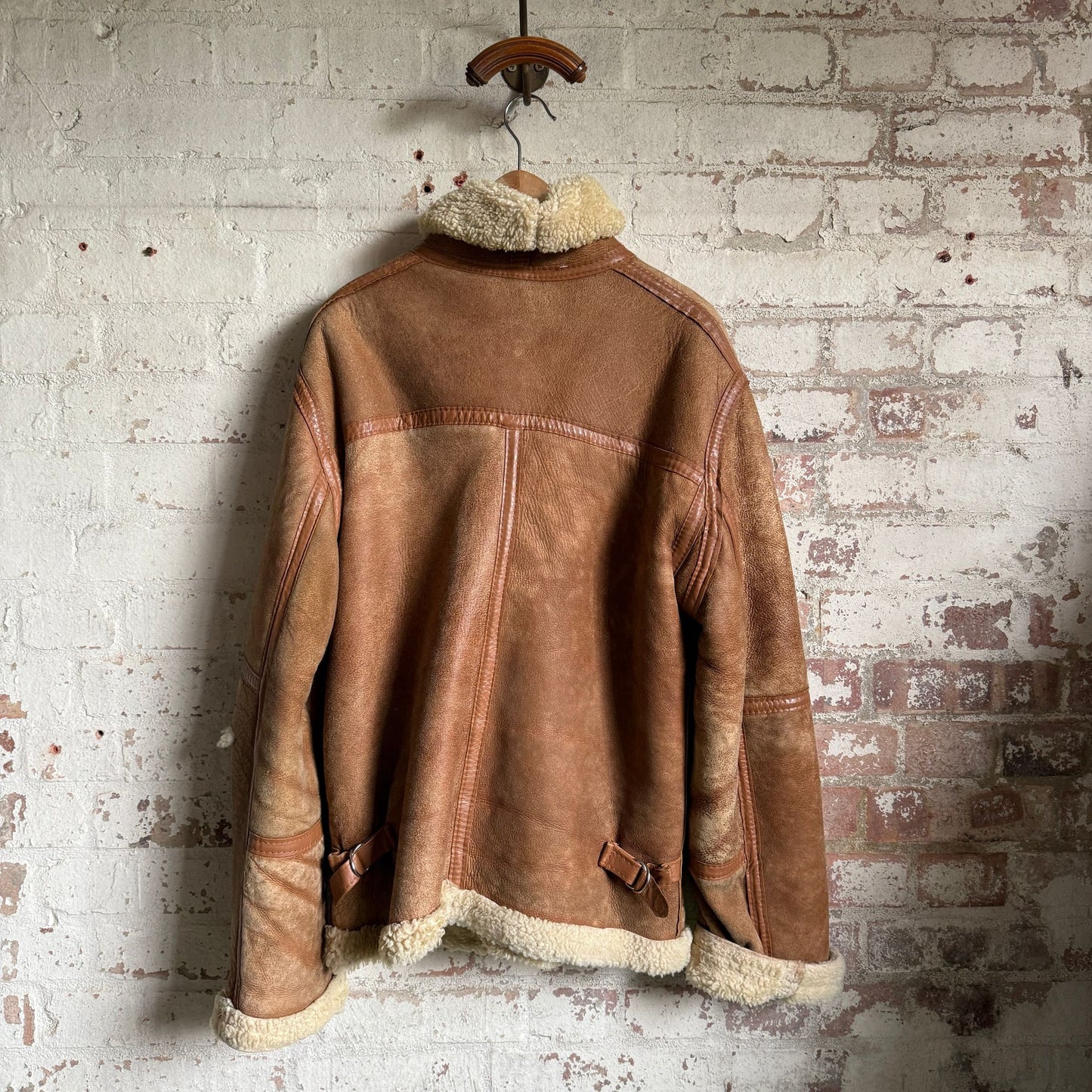1970s Brown Leather Shearling Coat Jacket