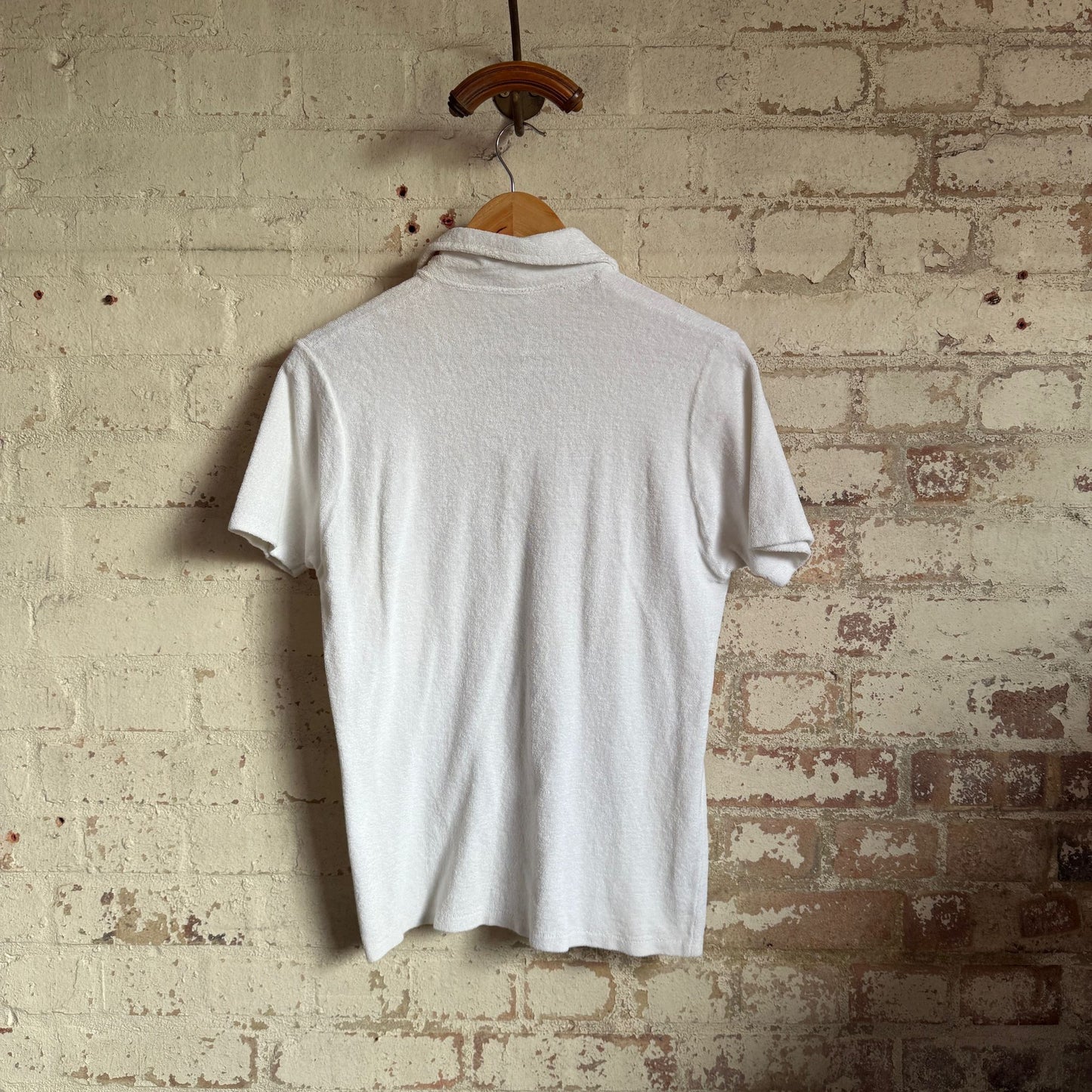 1970s White St Michaels Towelling Polo Shirt