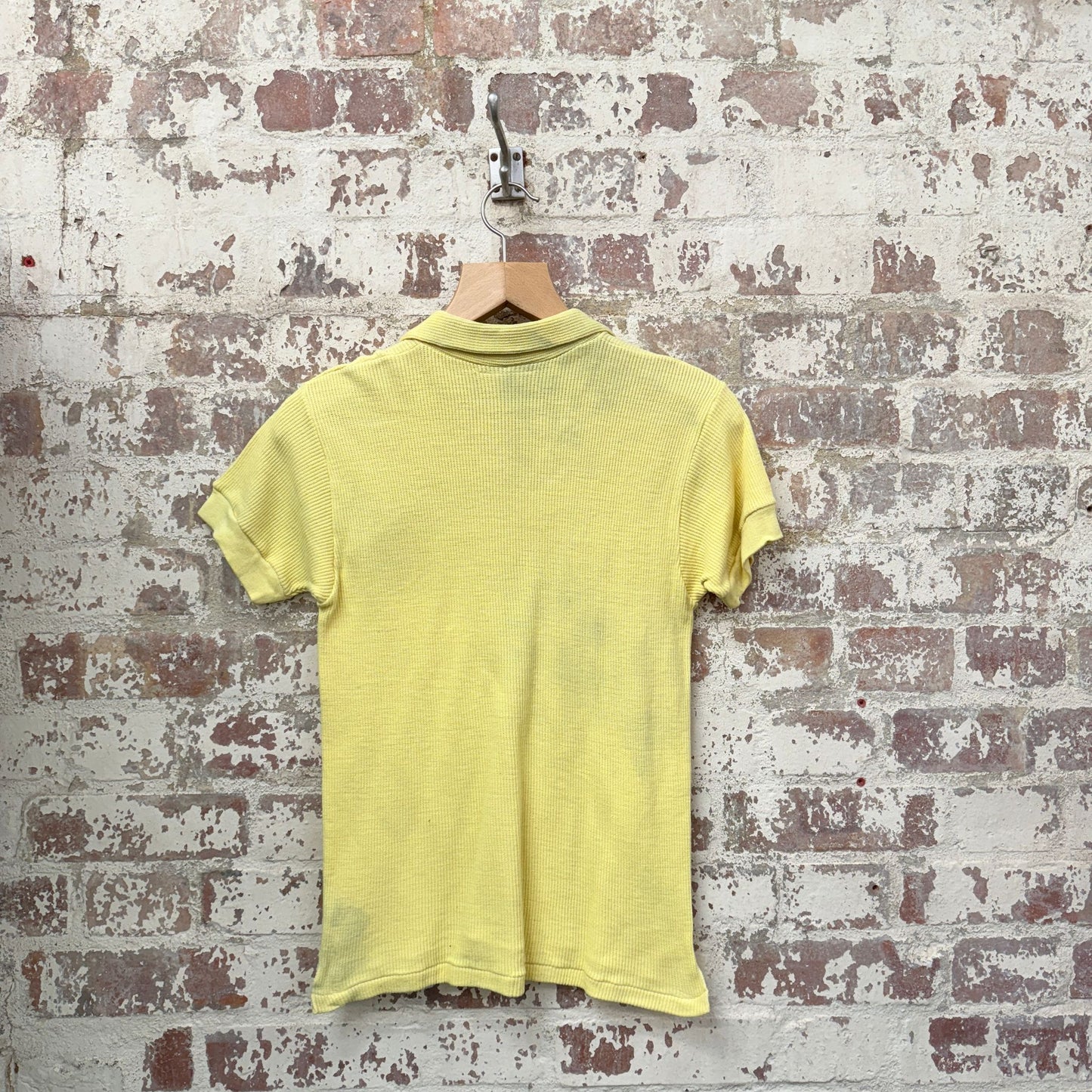 1960s Yellow British Holstar Waffle Polo Shirt