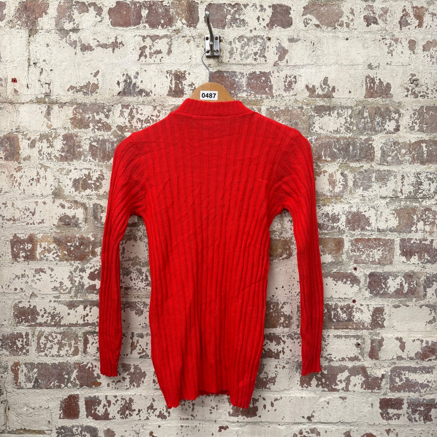 1970s Red Buttoned Knitted Jumper