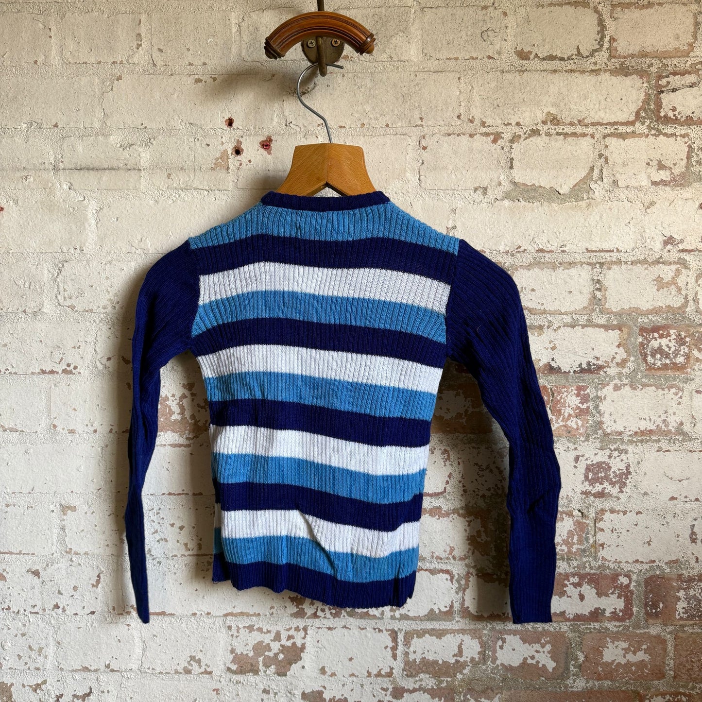 1970s Blue Navy Stripe Knitted Jumper