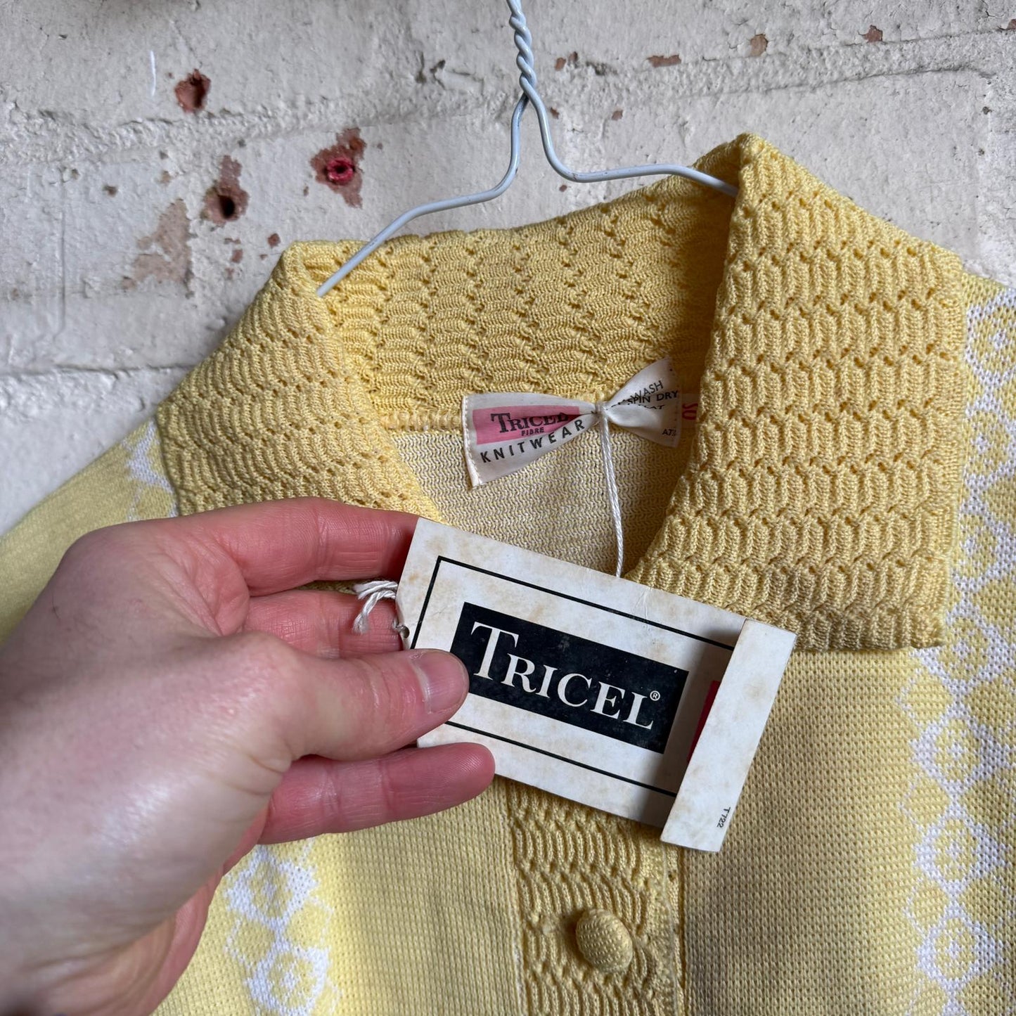 1960s Yellow Distressed Knitted Cardigan Italian Style