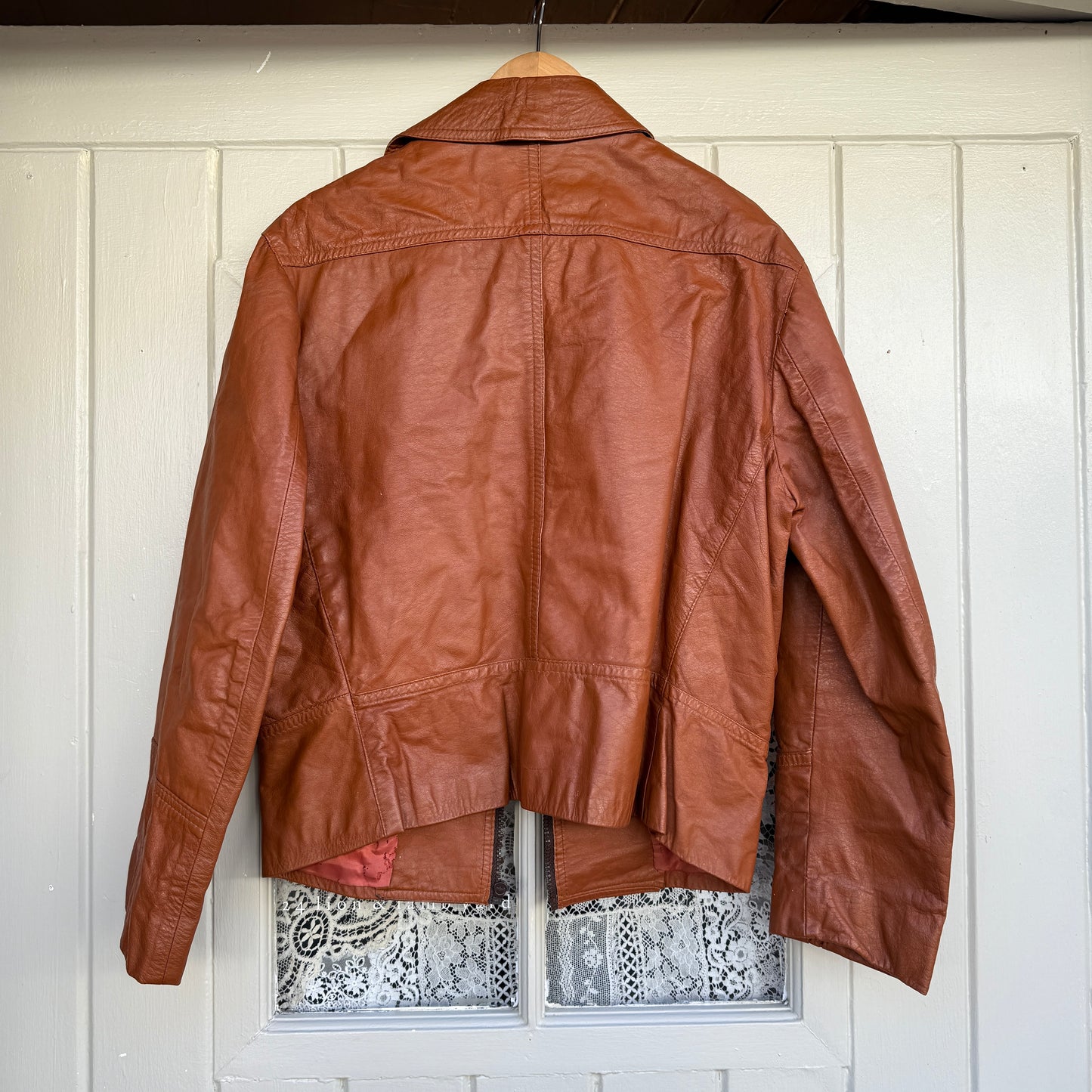 1970s Brown Western Leather Zip Up Jacket