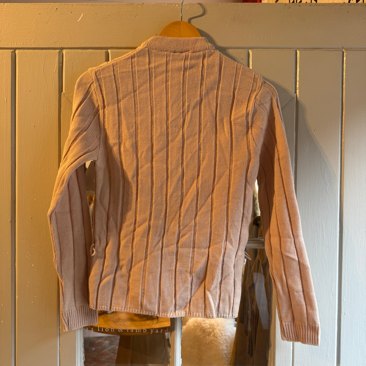 1970s Beige Cable Knitted Jumper