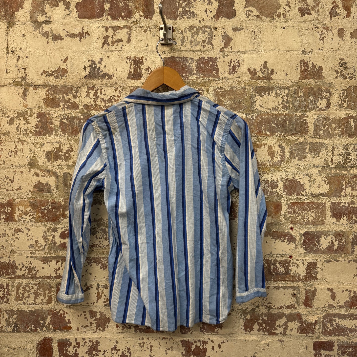 1960s Blue Striped British Pyjama Shirt