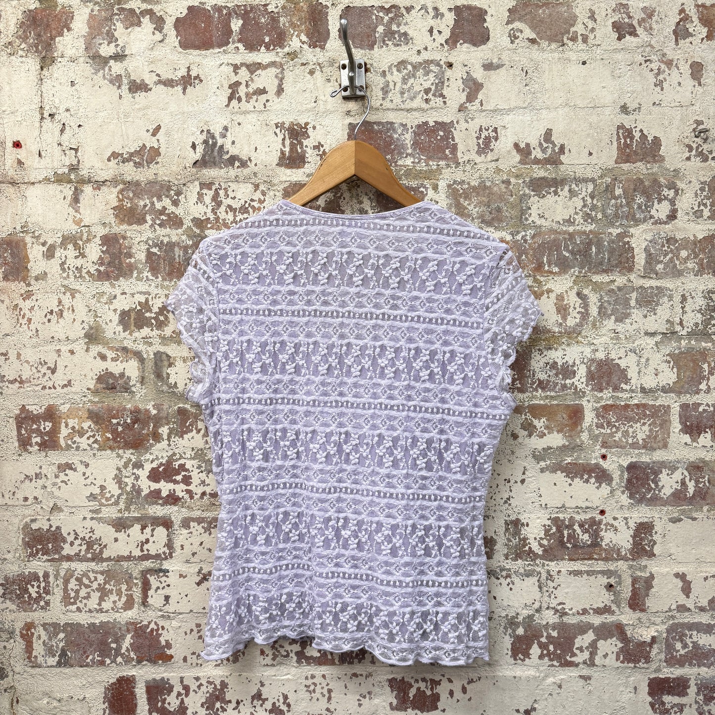 1990s Lilac Next Lace Cotton Blouse Top