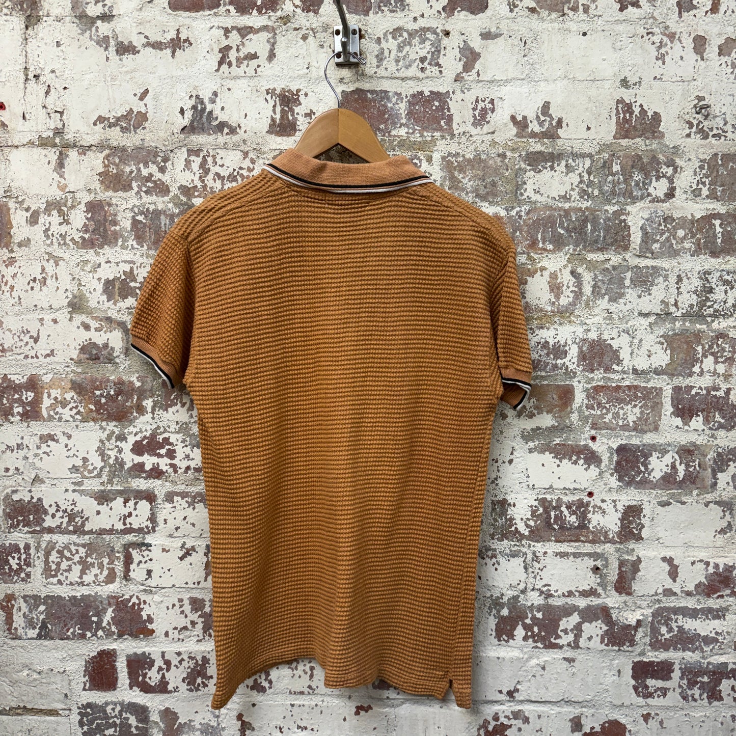 1960s British Timex Mustard Patterned Leisure Polo Shirt Top