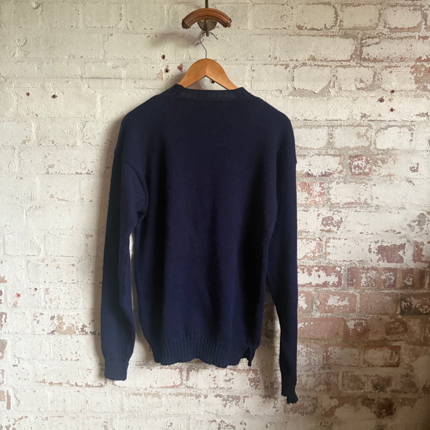 1970s 1980s Navy Guernsey Patterned Fisherman Jumper