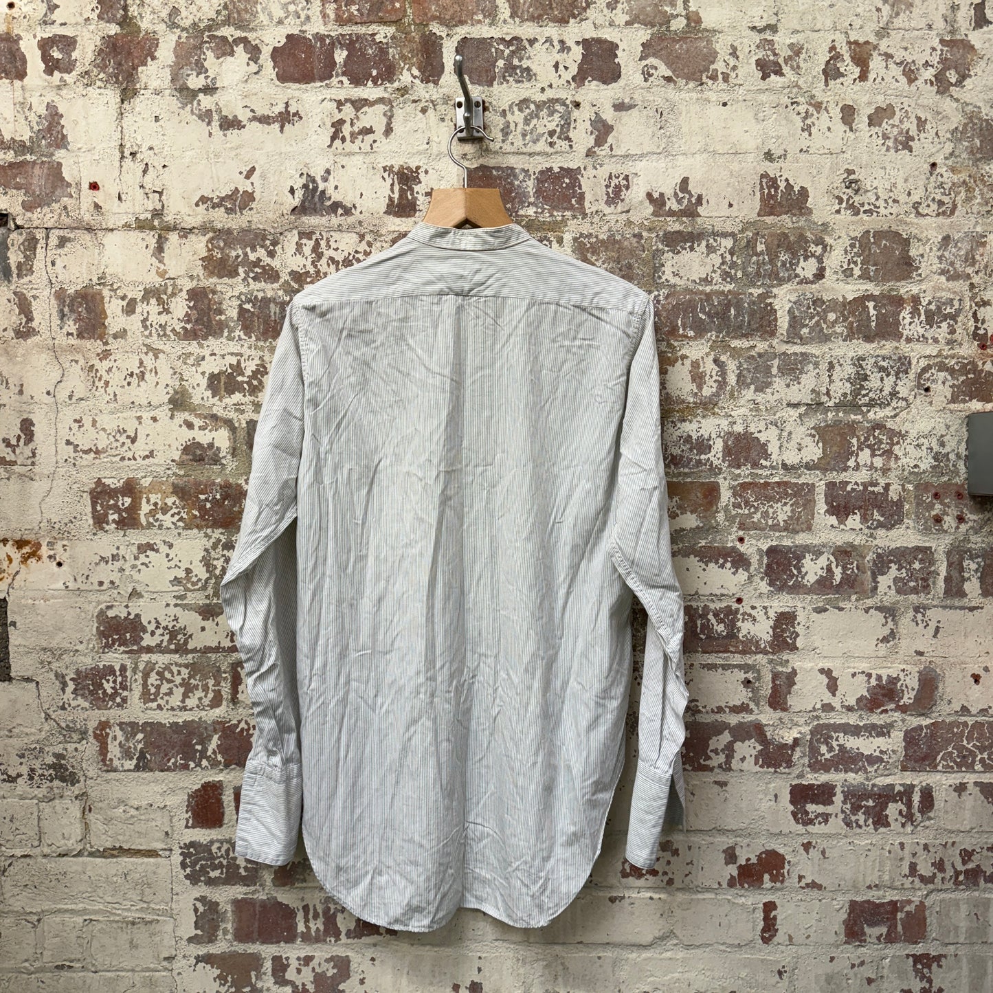 1940s British Striped Collarless Formal Shirt