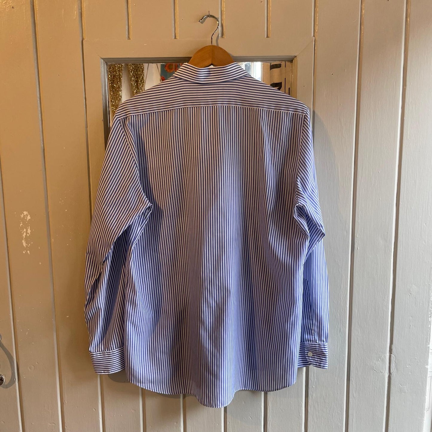 1980s Blue and White Long Sleeved St Michaels Striped Shirt