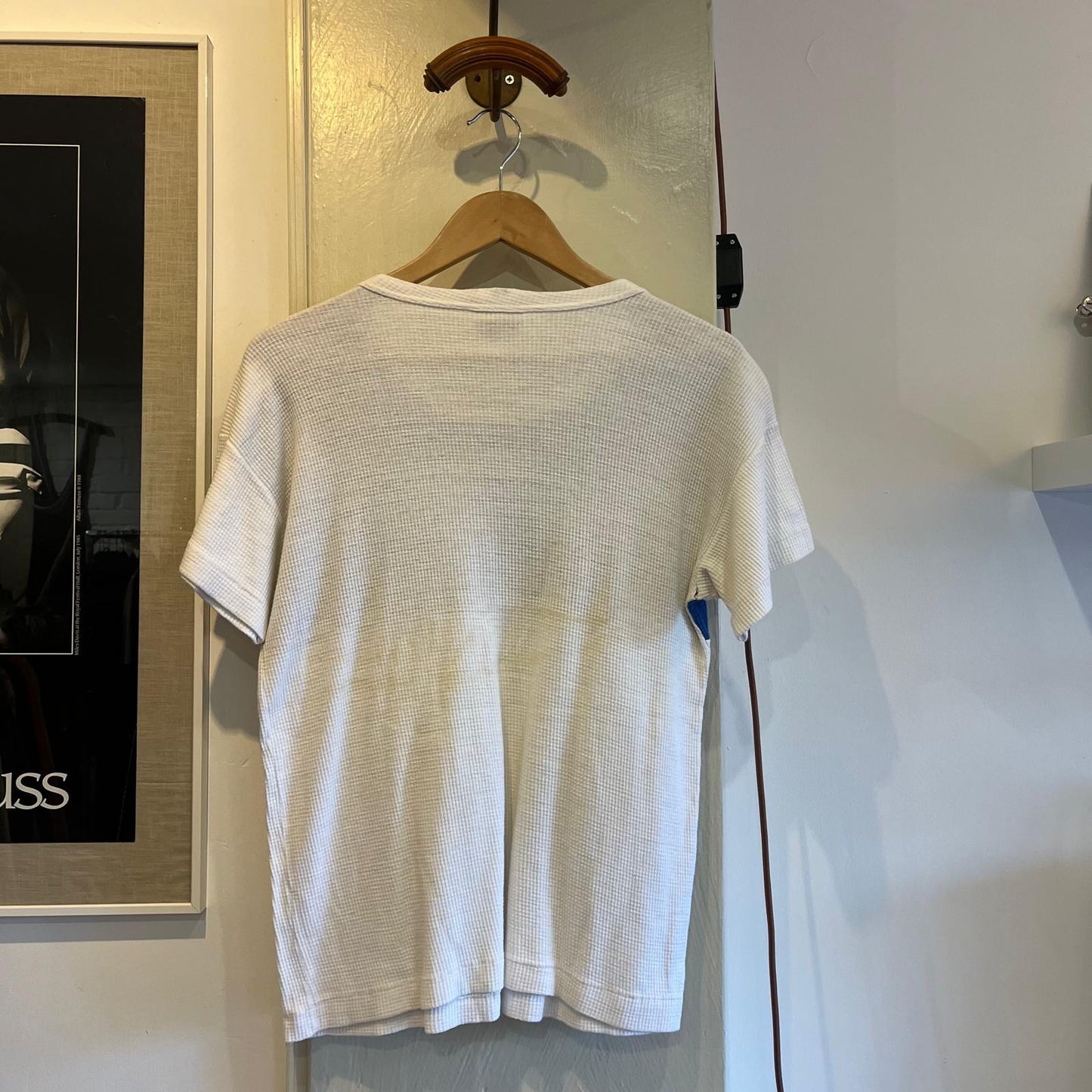 1970s Blue and White Waffle T-Shirt