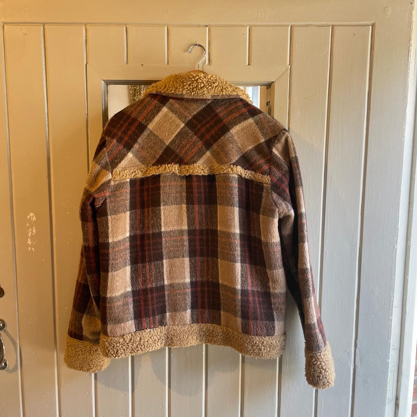 1970s Brown Tartan Sherpa Lined Jacket