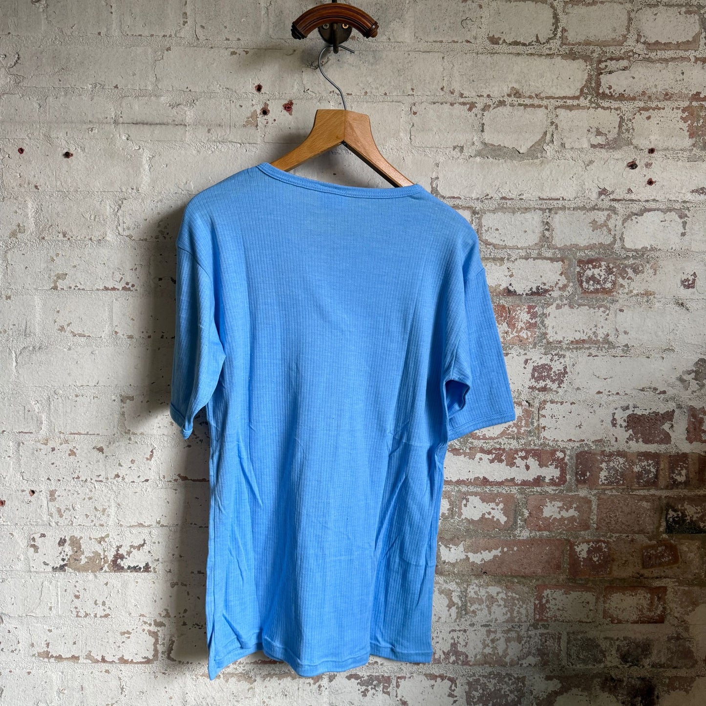 1980s Blue Ribbed Short sleeved T-shirt