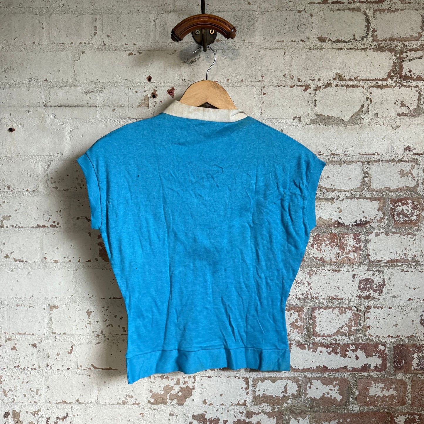 1950s Blue White Collared Sweatshirt Vest