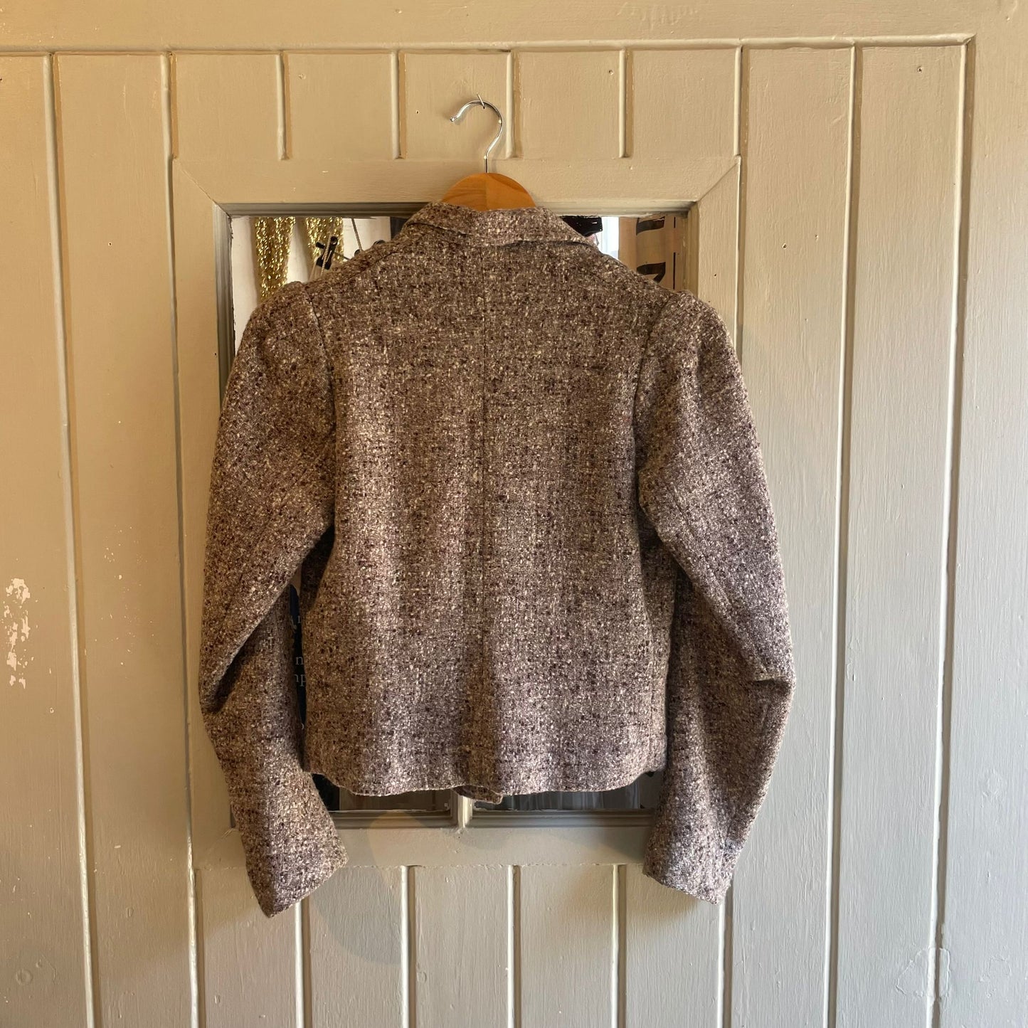 Vintage 40s/50s Brown Speck Cropped Blazer Style Tweed Jacket
