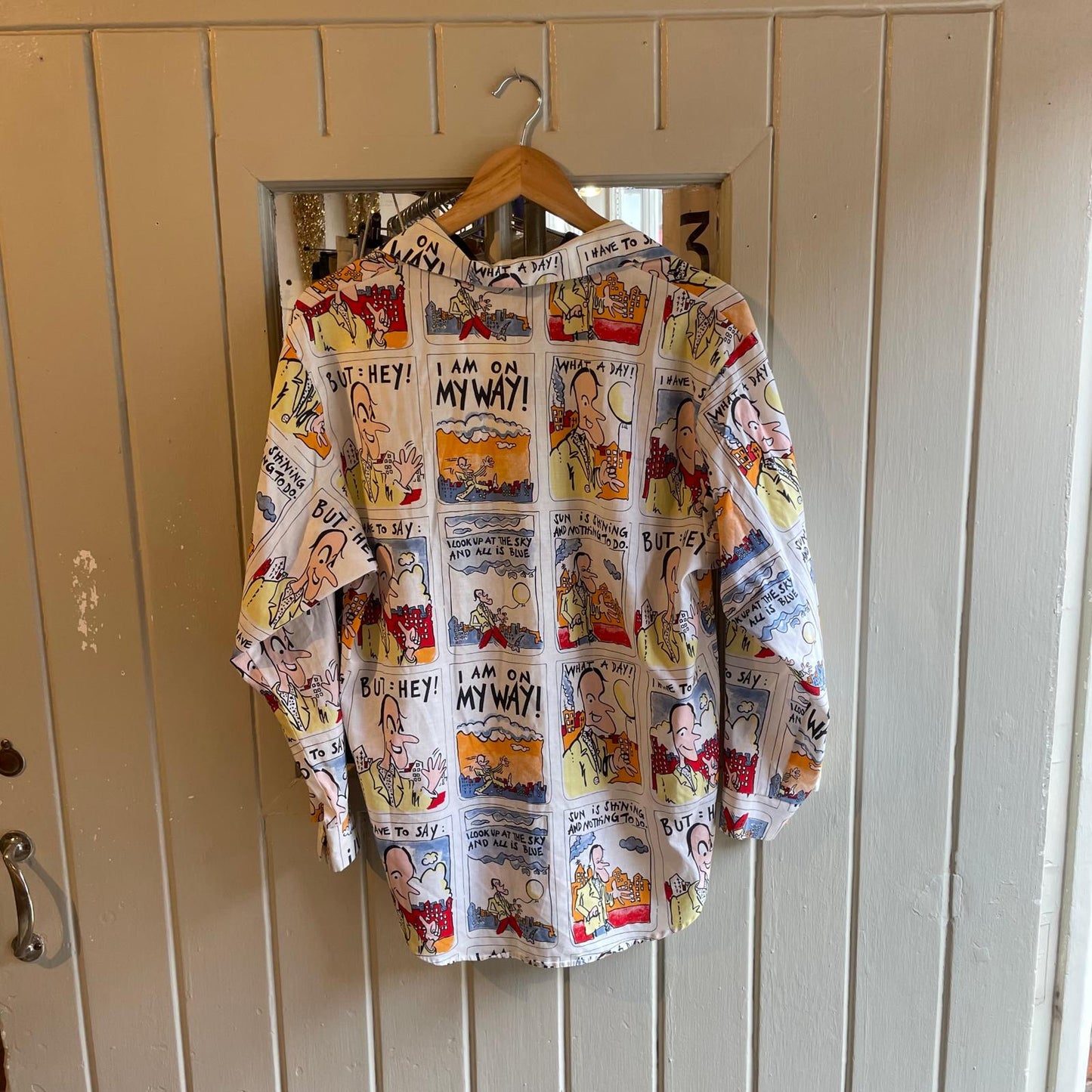 1980s St Michaels Unusual Comic Book Graphic Long Sleeve Shirt