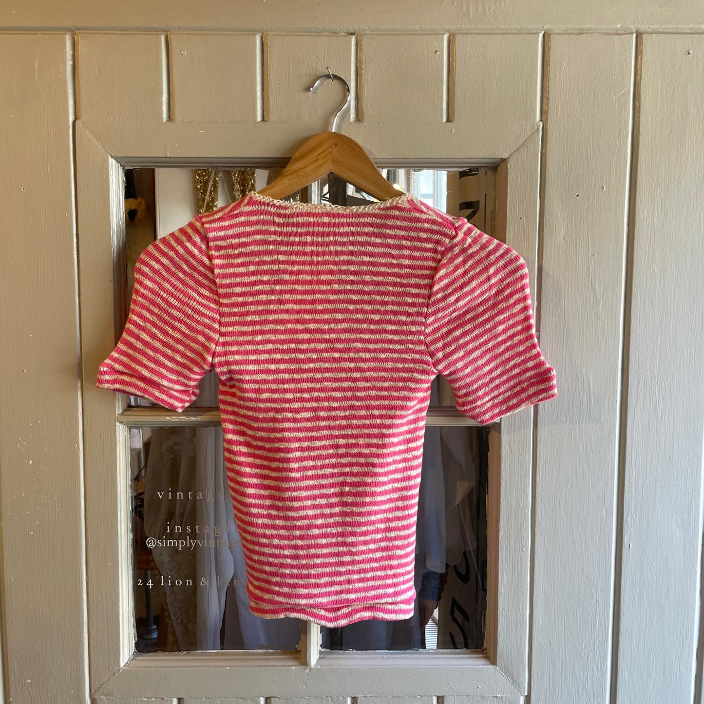 1970s Pink Striped Knitted T-Shirt Top