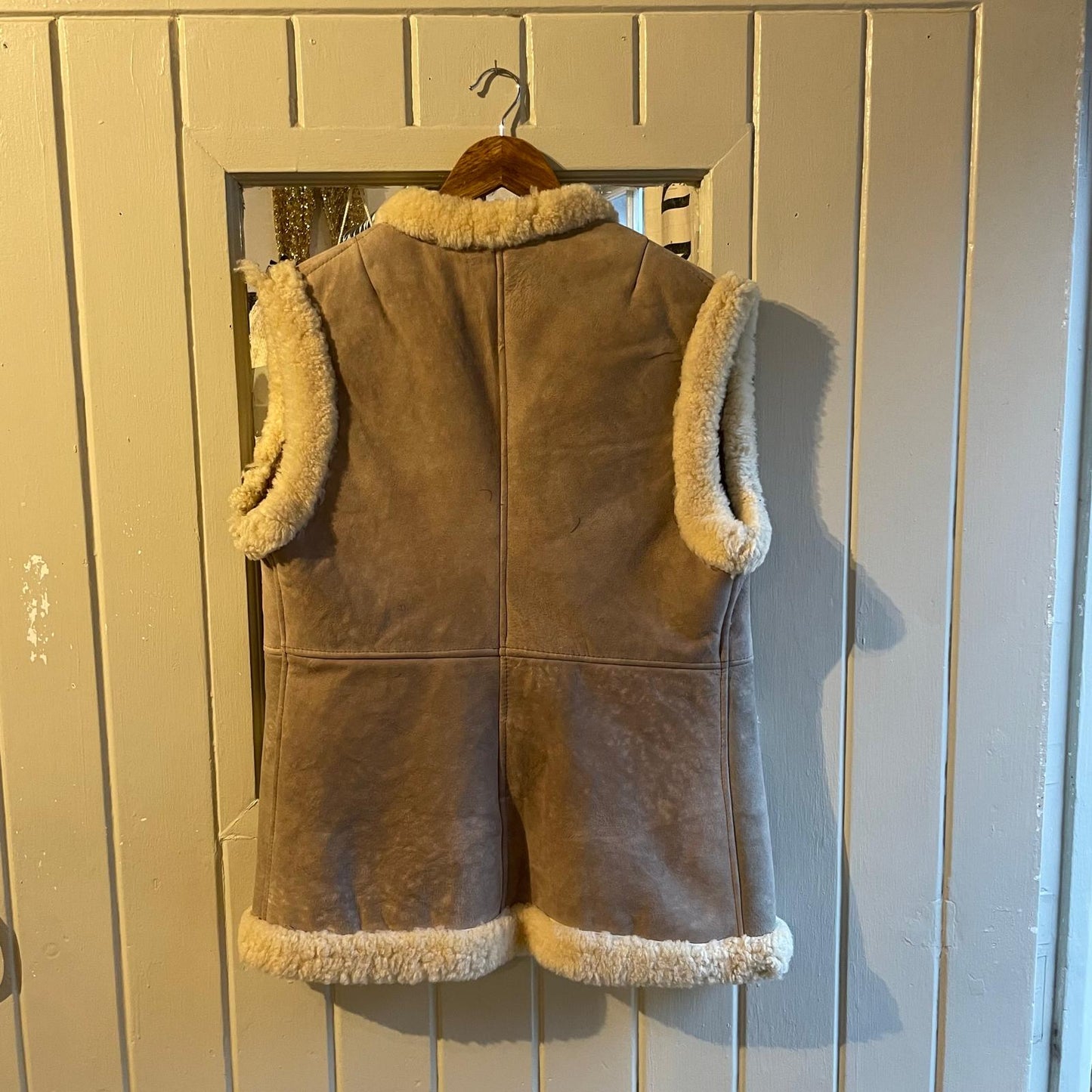 1970s Beige Afghan Sheepskin Gilet Jacket