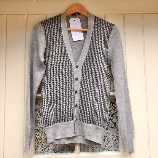 1970s Grey Dogtooth Cardigan Jumper
