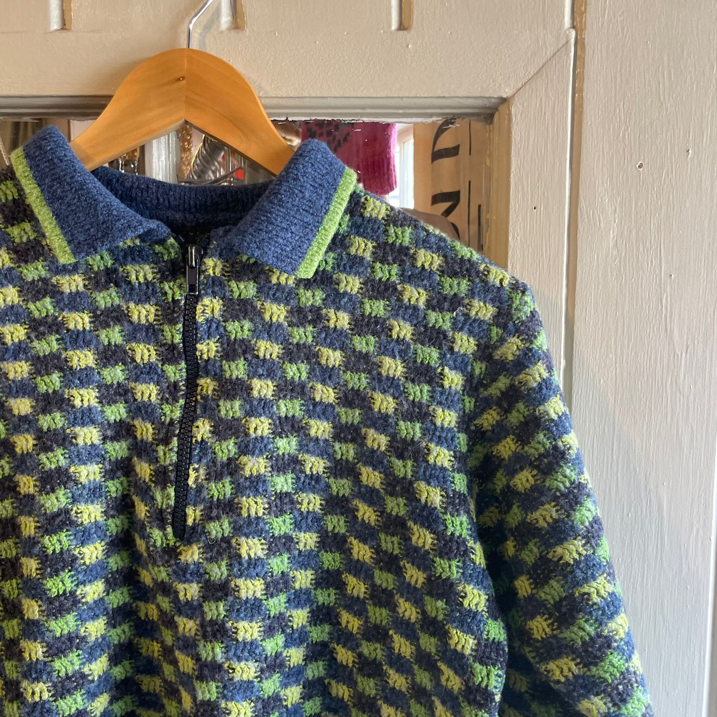 Vintage 70s/80s Green Wool British Patterned Knitted Jumper