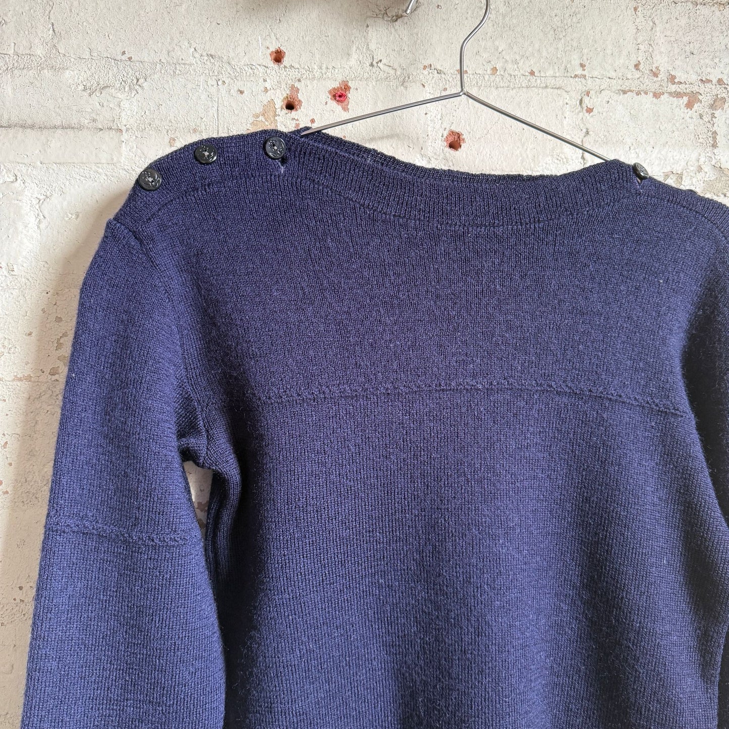1970s 1980s French Wool Military Knitted Jumper