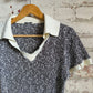 1970s Brown Knitted Open Collar Polo Shirt Top