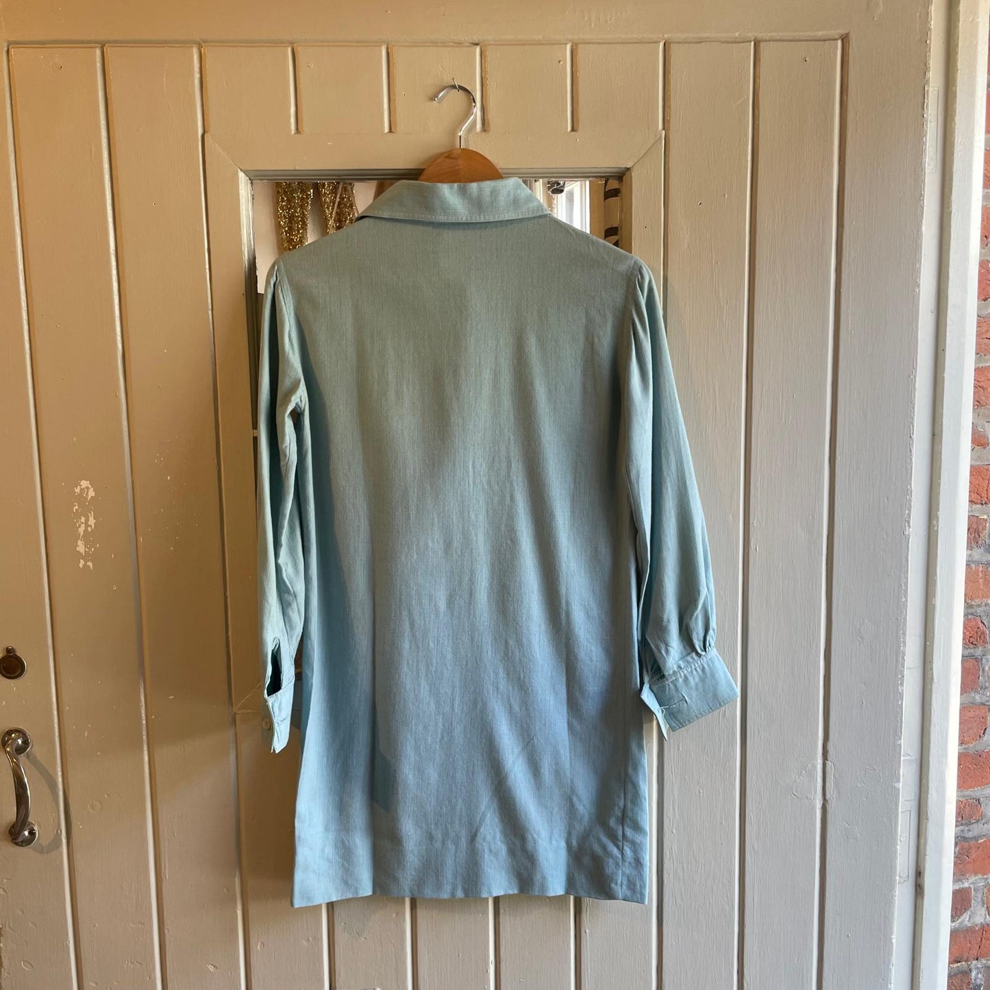 1950s Turquoise British Cotton Long Shirt / Dress