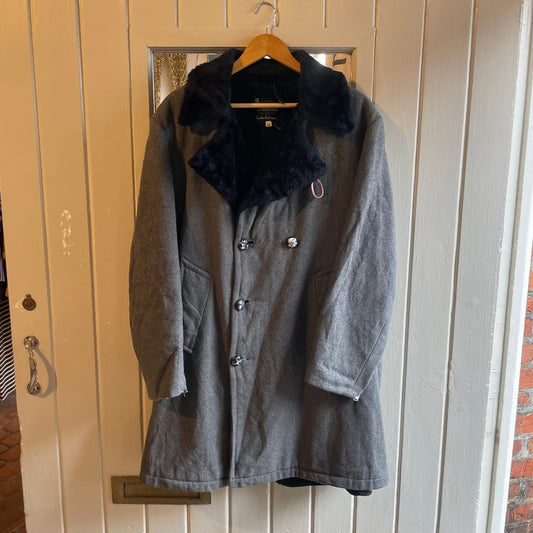 1960s Grey Wool Barnstormer Fur Lined Coat