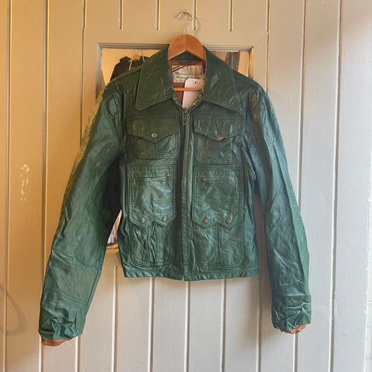 1970s Green Leather Jacket