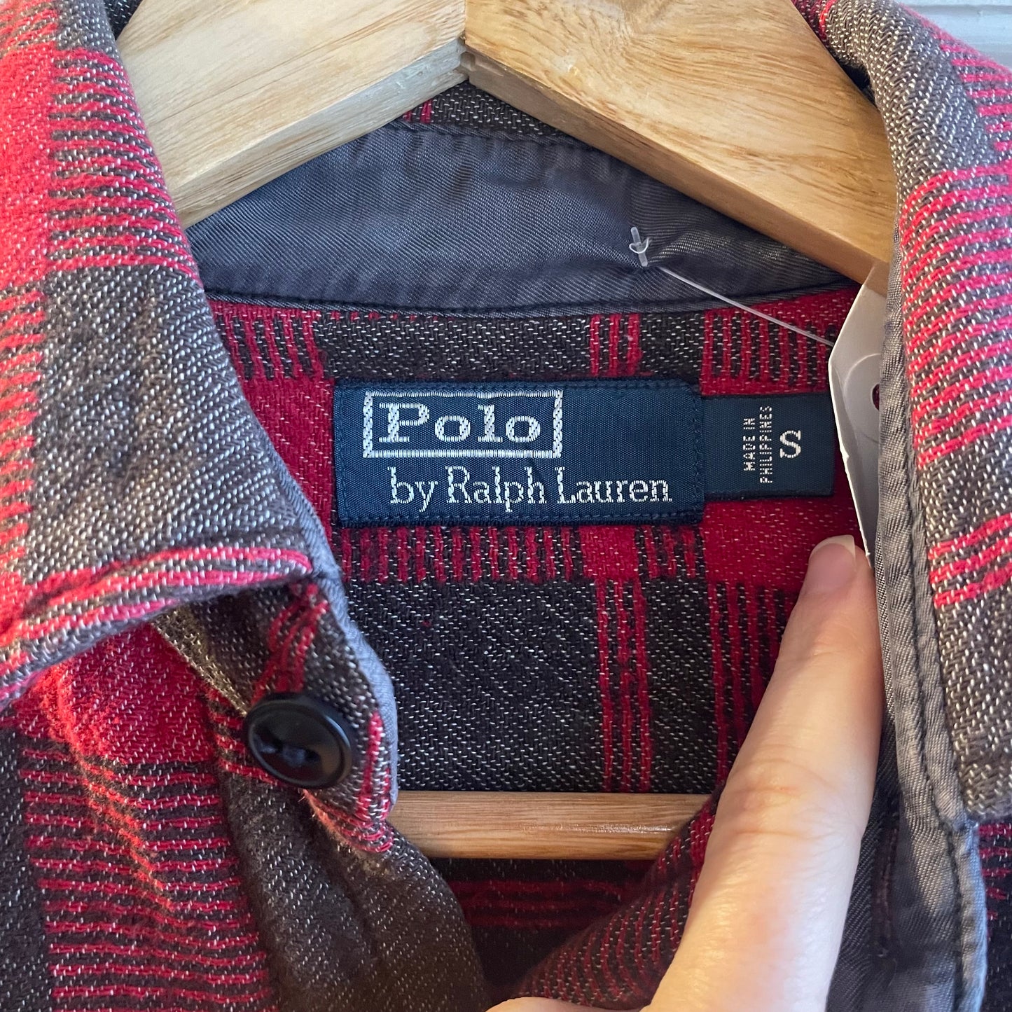1990s Red Ralph Lauren Checked Over Shirt